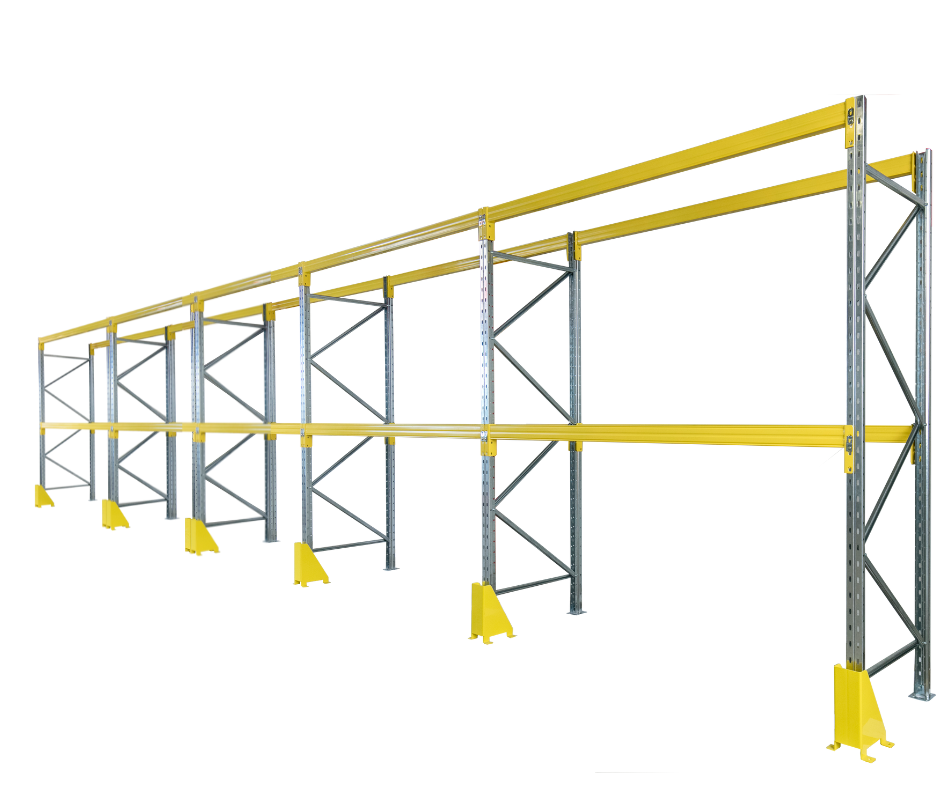 New Pallet Racking - Choose Height - Choose Depth - 2700mm Wide - 5 Joined Bays - 3 Levels