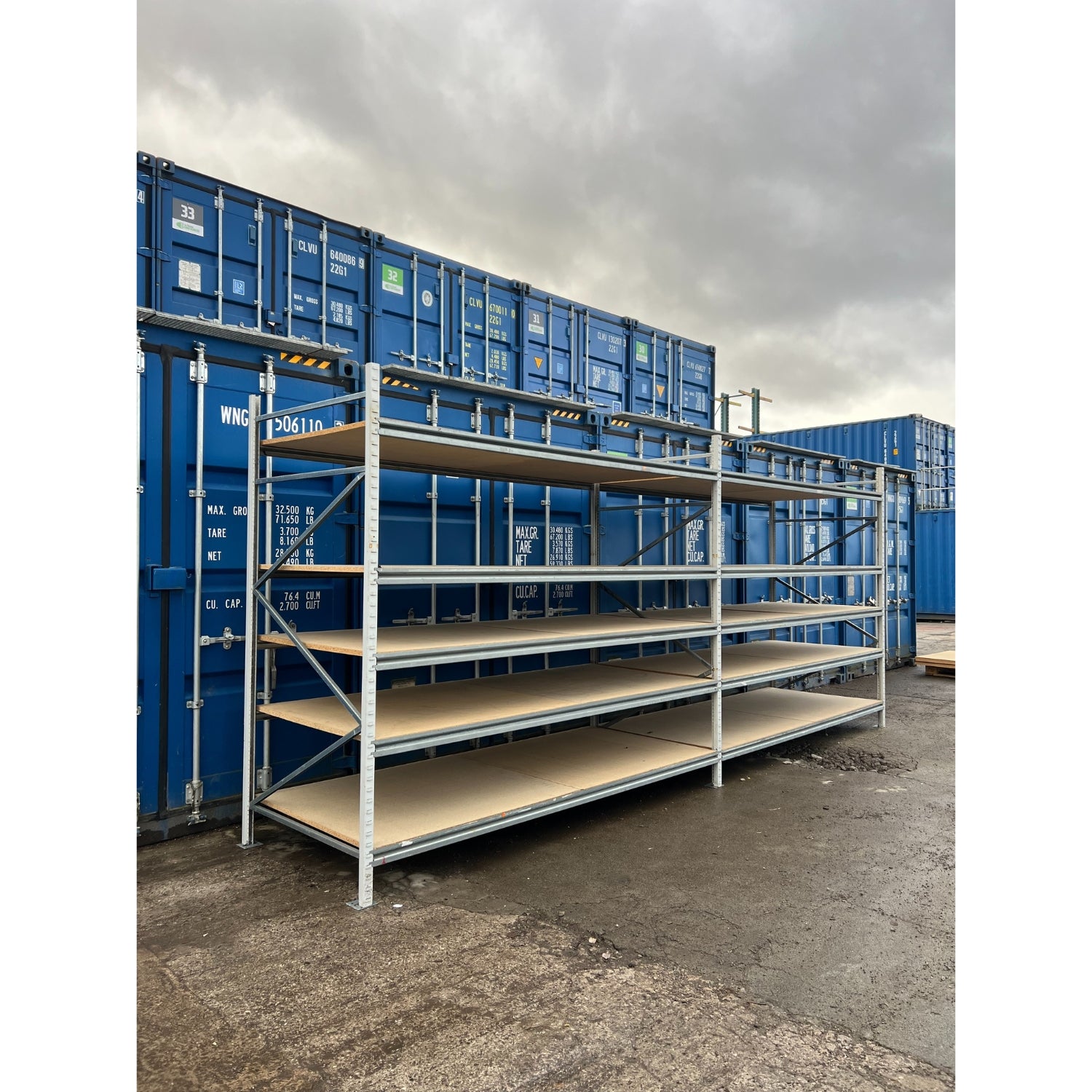 Used Apex Longspan Racking - 2500mm High - 1200mm Deep - 5850mm Wide - 2 Joined Bays