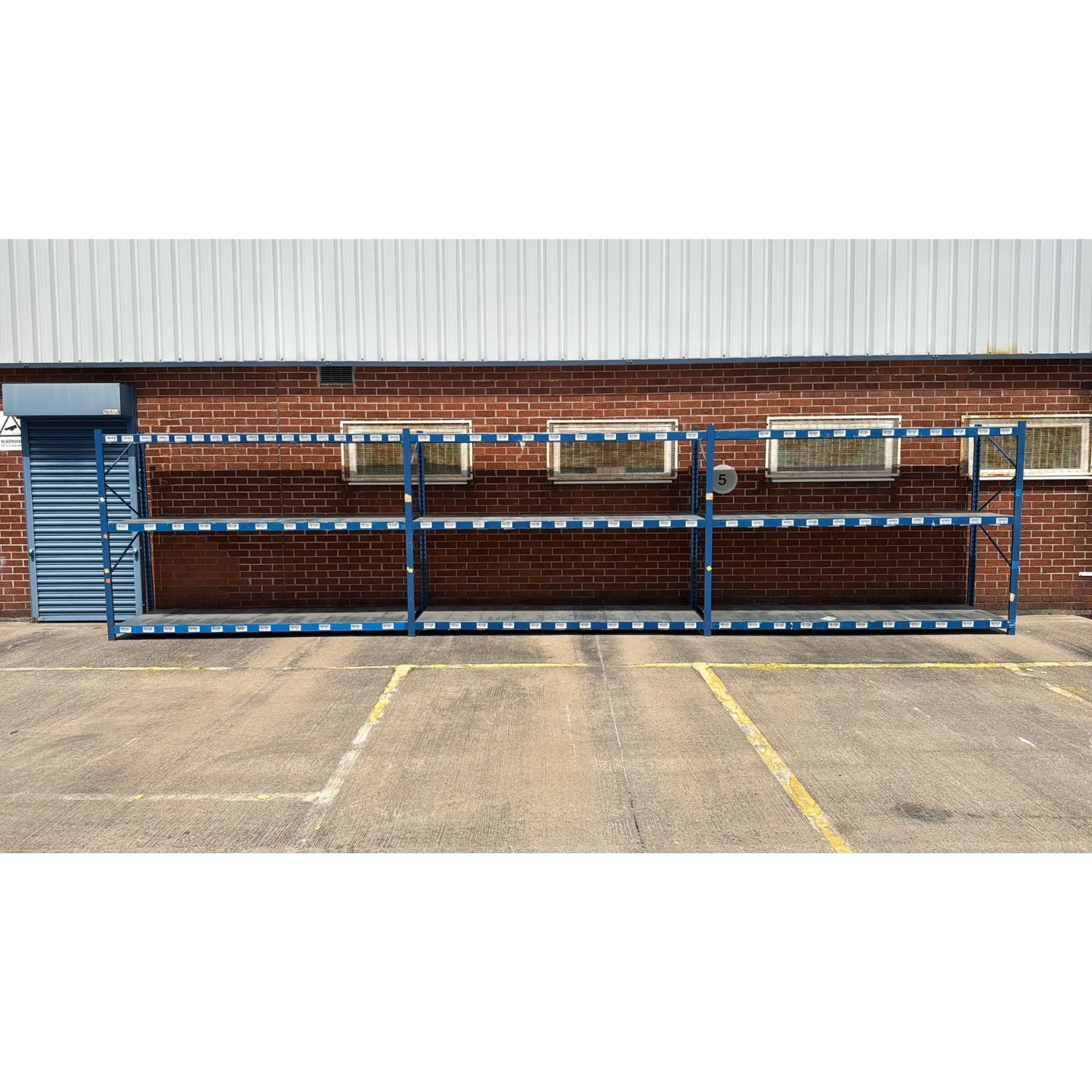 Used Longspan Shelving - 3 Joined Bays - 1900mm High - 3 Levels - Metal Drop in Panels