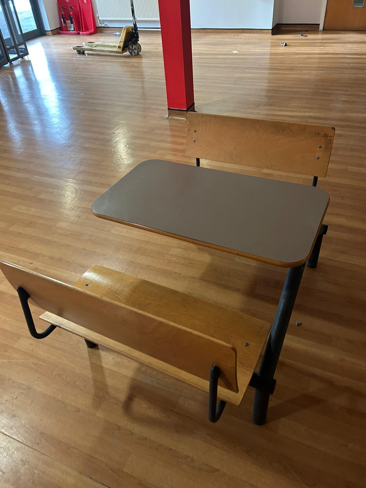 Used Sturdy Fixed Dining Table with 4 Chairs - 1640mm