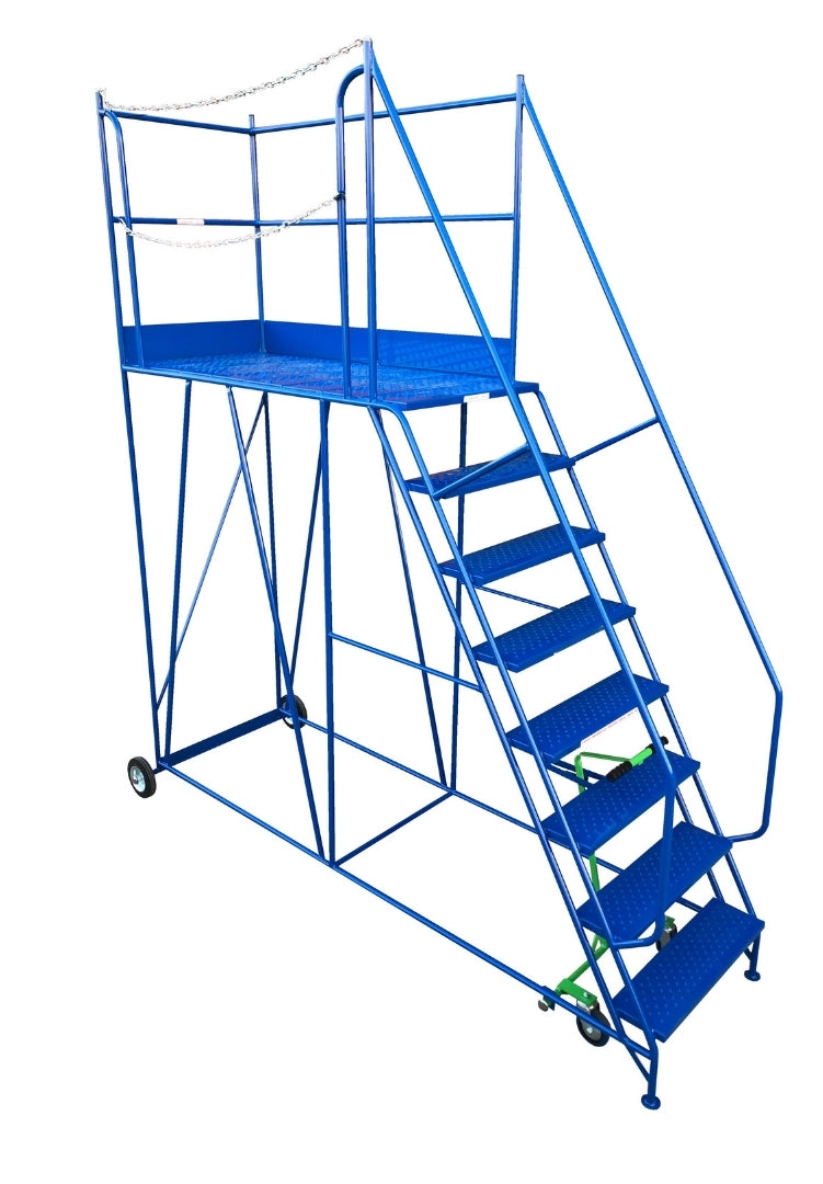 Access Platform Mobile Ladder - Chain Exit - 2-8 Tread Options