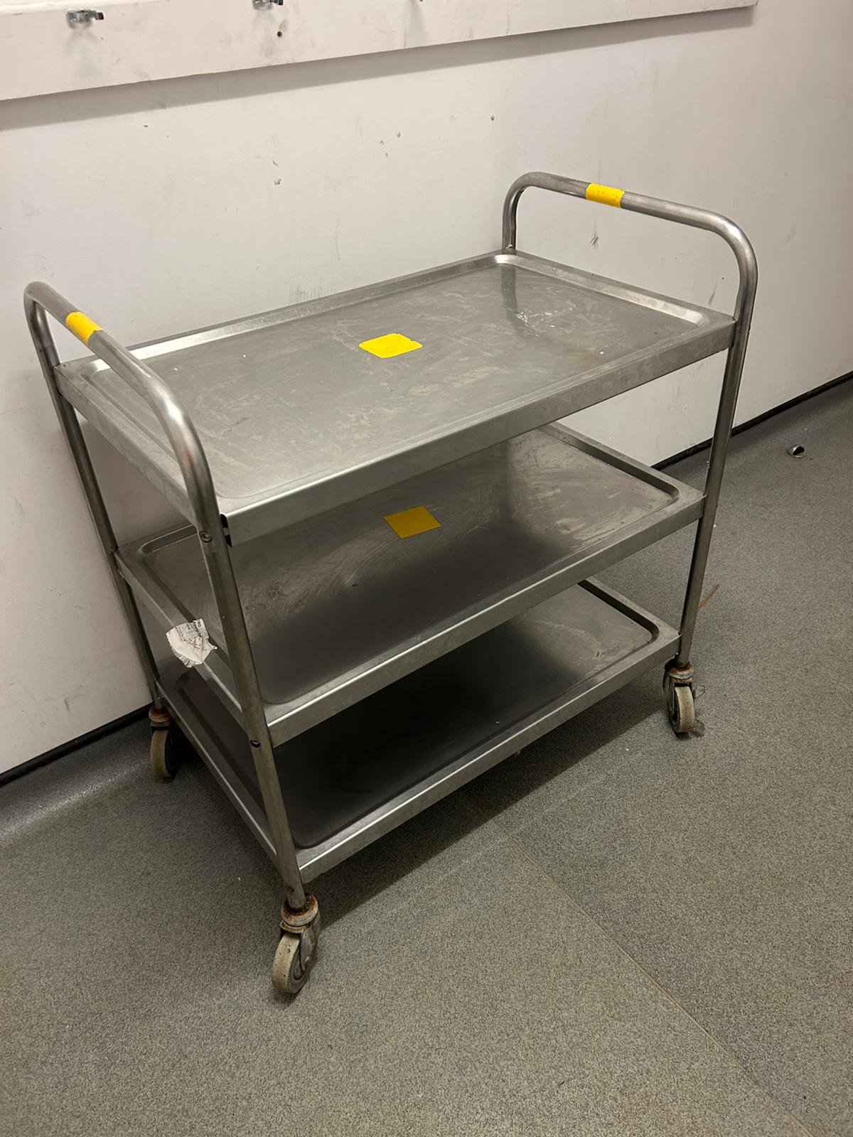 Used Stainless Steel Food Trolley with 3 Shelves