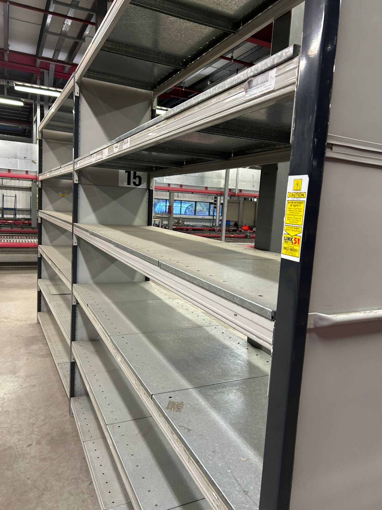 2 Joined Bays - Heavy Duty Shelving - 2550x4960x600mm - 6 Levels