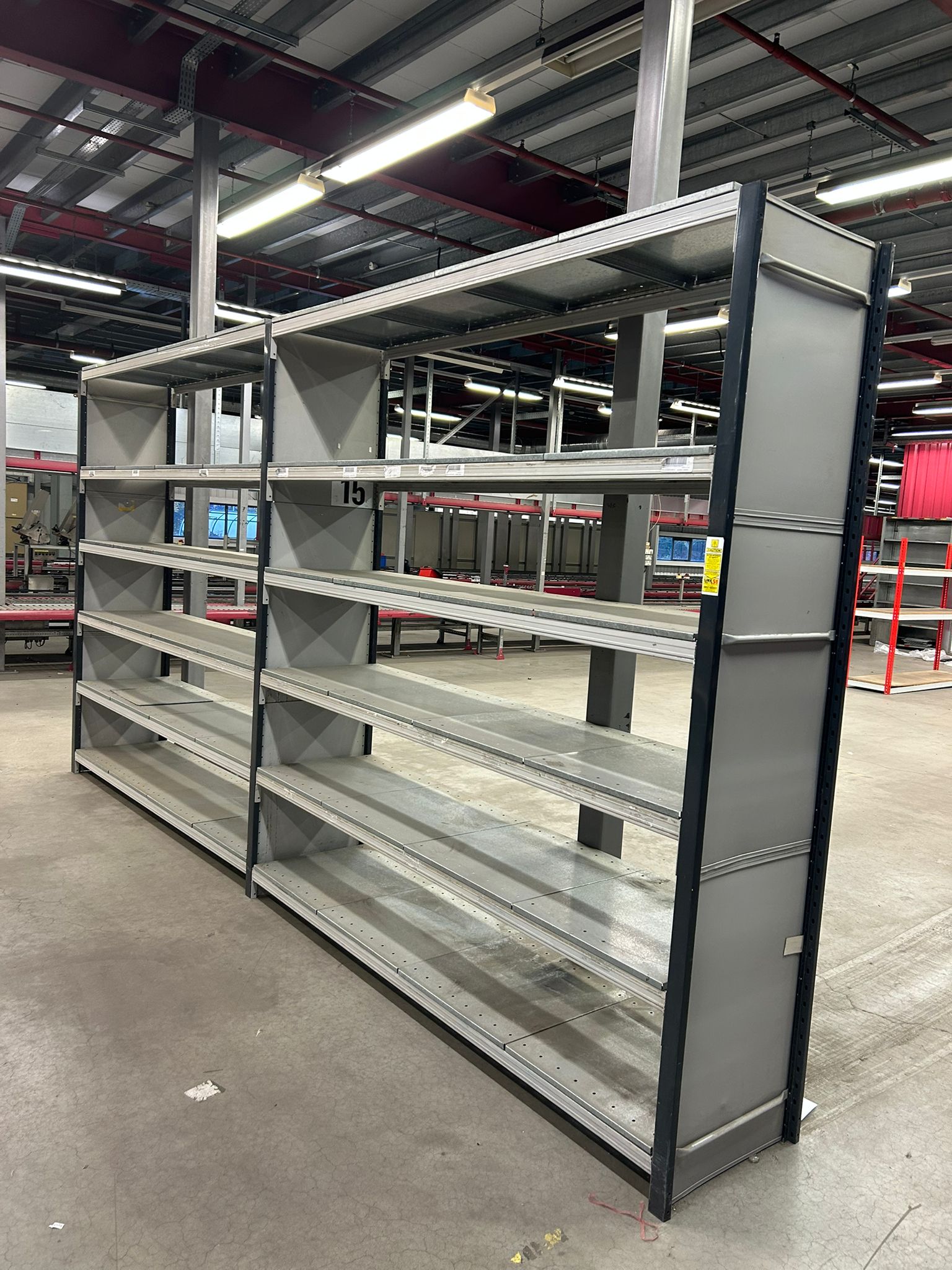 2 Joined Bays - Heavy Duty Shelving - 2550x4960x600mm - 6 Levels