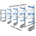 New Cantilever Racking Single Sided - Choose Height - Choose Arm Length - 4 Joined Bays