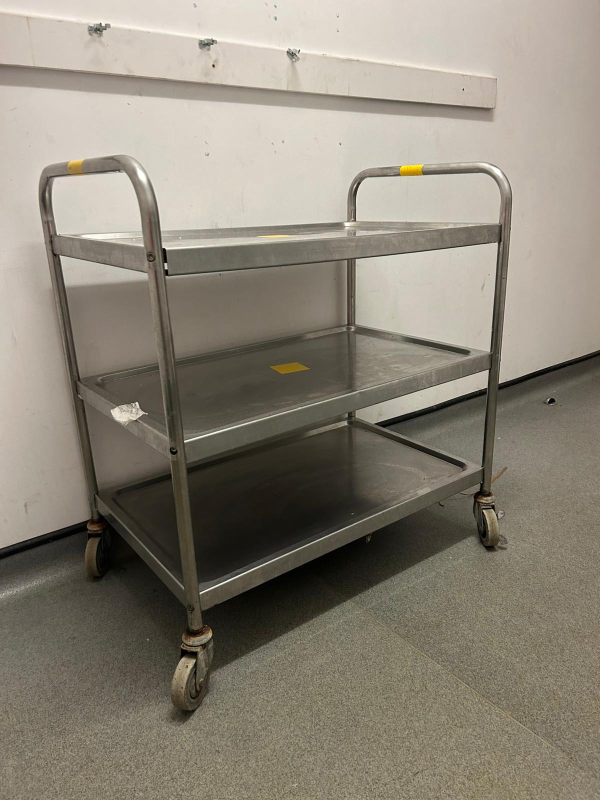 Used Stainless Steel Food Trolley with 3 Shelves