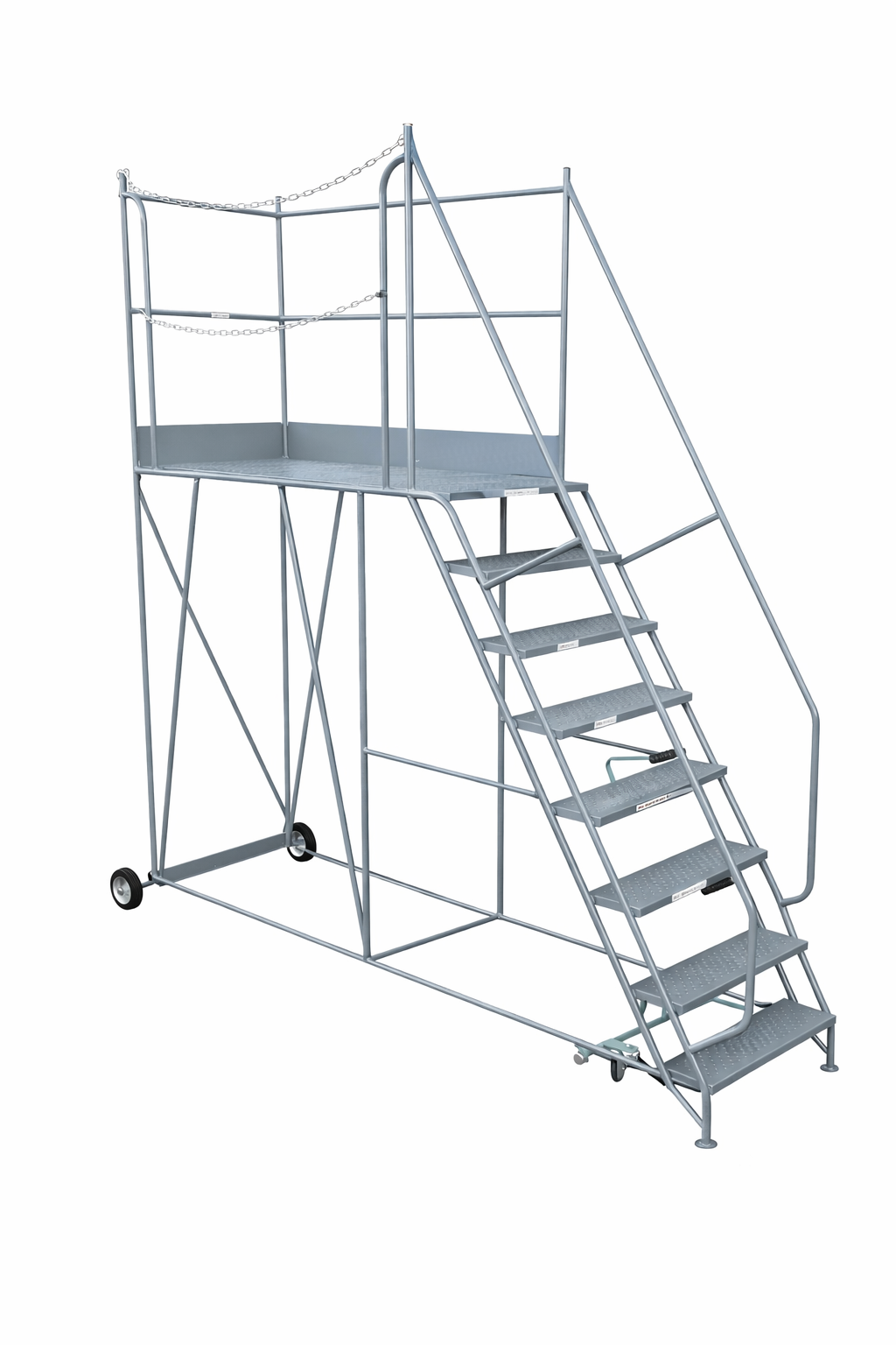 Access Platform Mobile Ladder - Chain Exit - 2-8 Tread Options