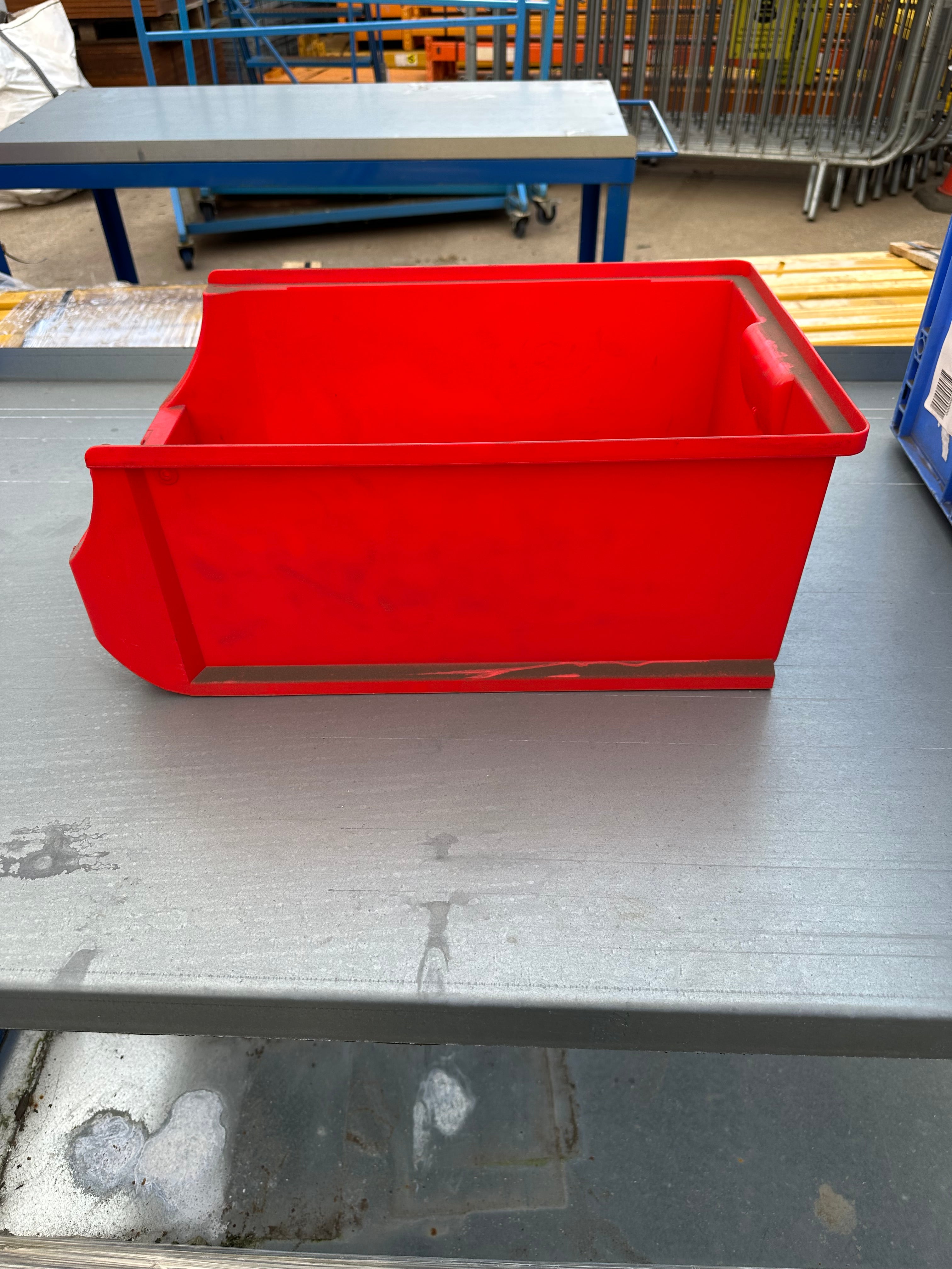 Used Small Red Stackable Storage Boxes