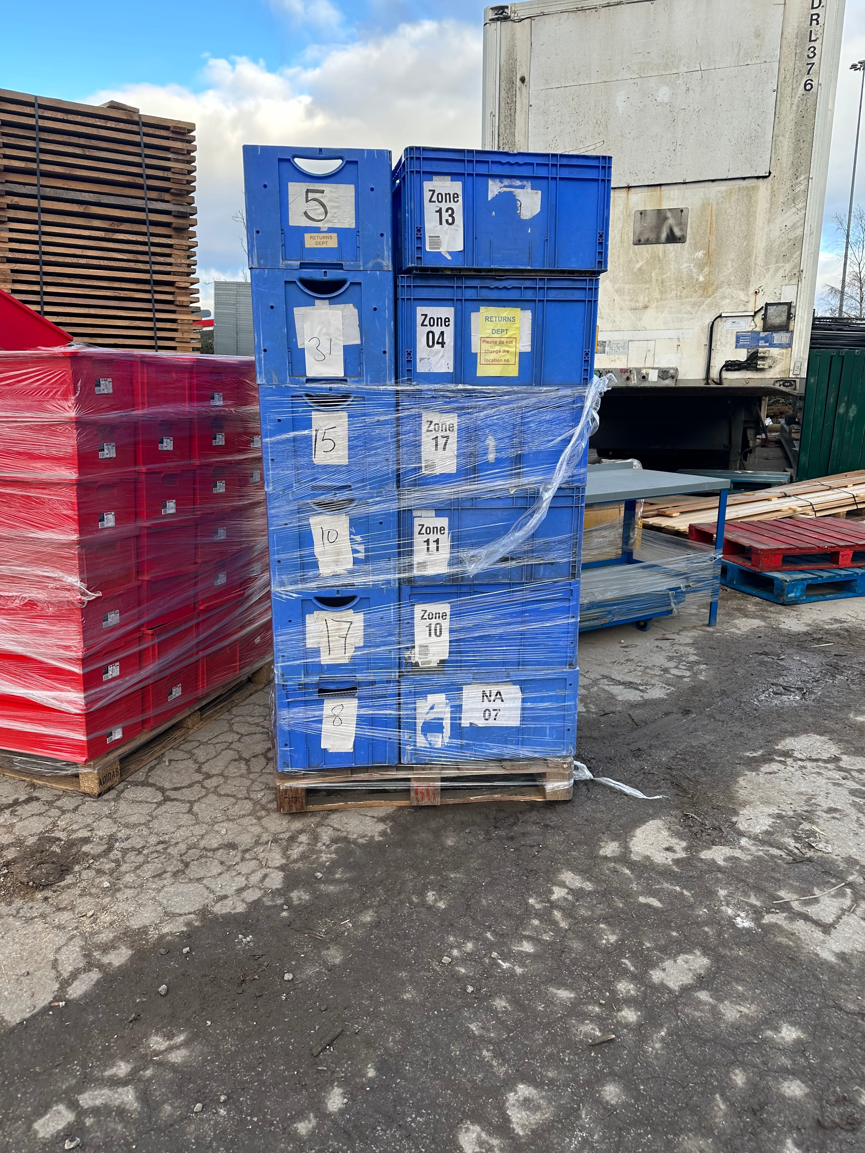 Used Blue Stackable Storage Boxes - 330x400x600mm