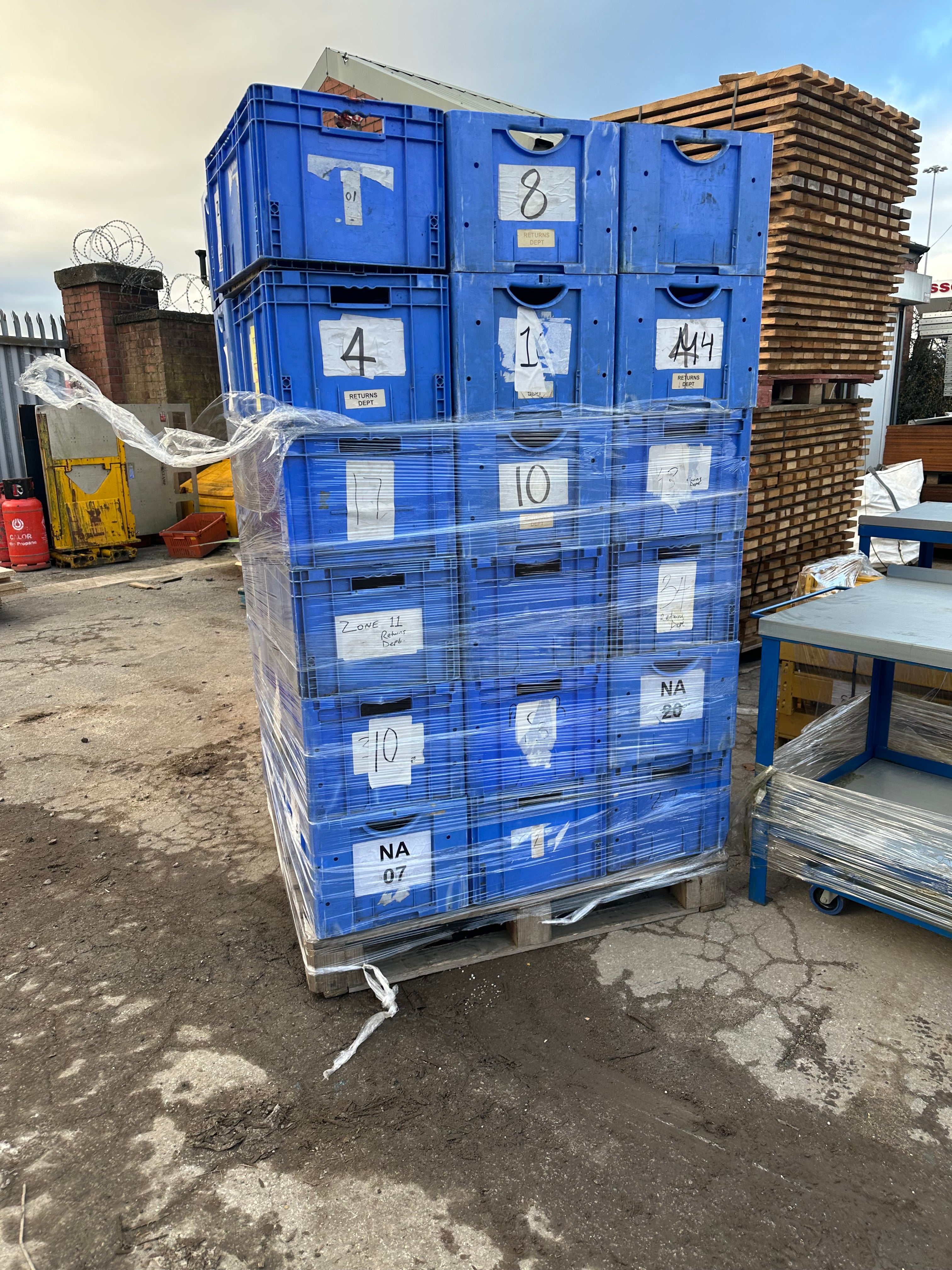 Used Blue Stackable Storage Boxes - 330x400x600mm