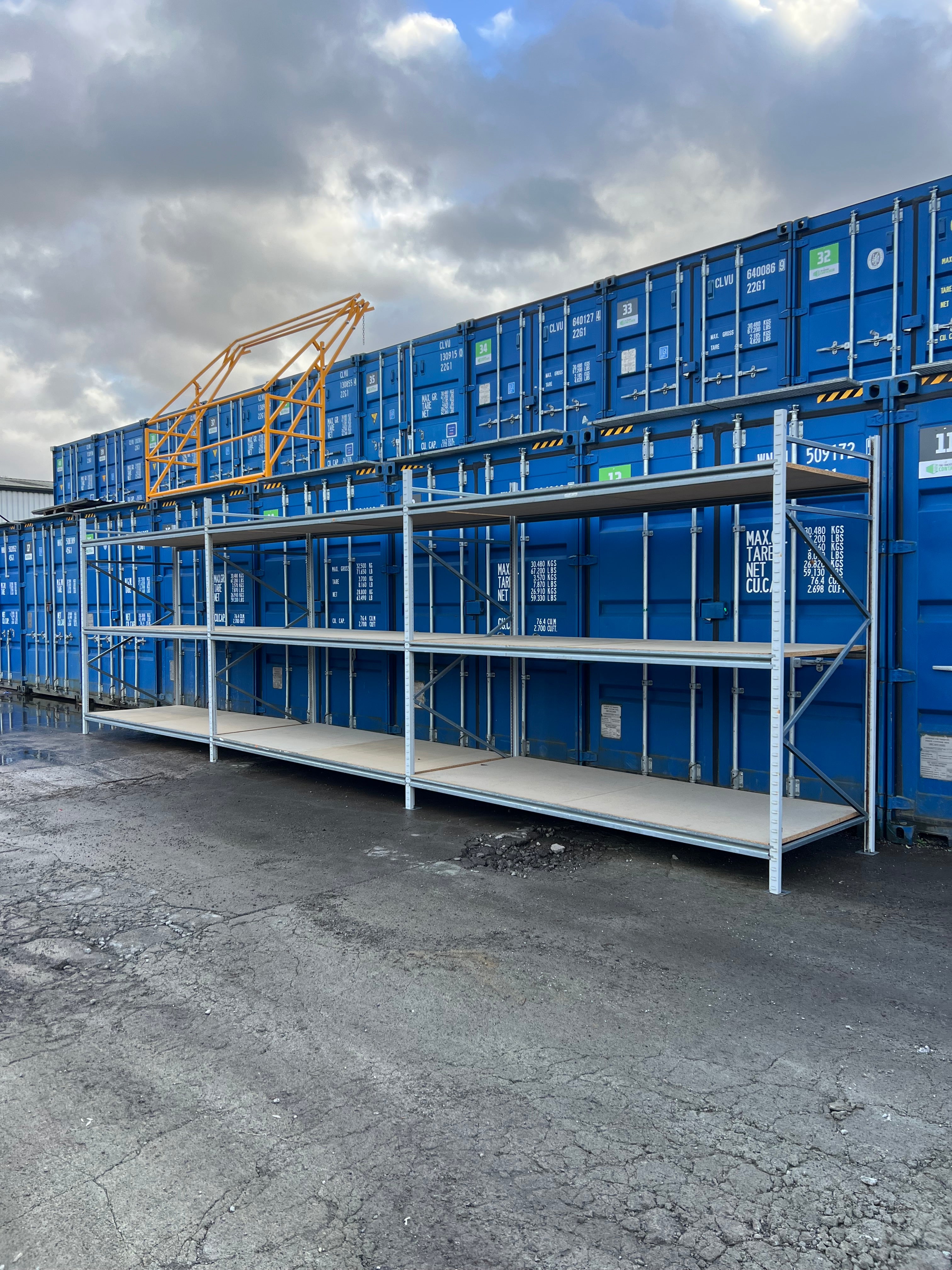 Used Apex Longspan Racking - 2500mm High - 1200mm Deep - 8750mm Wide - 3 Joined Bays
