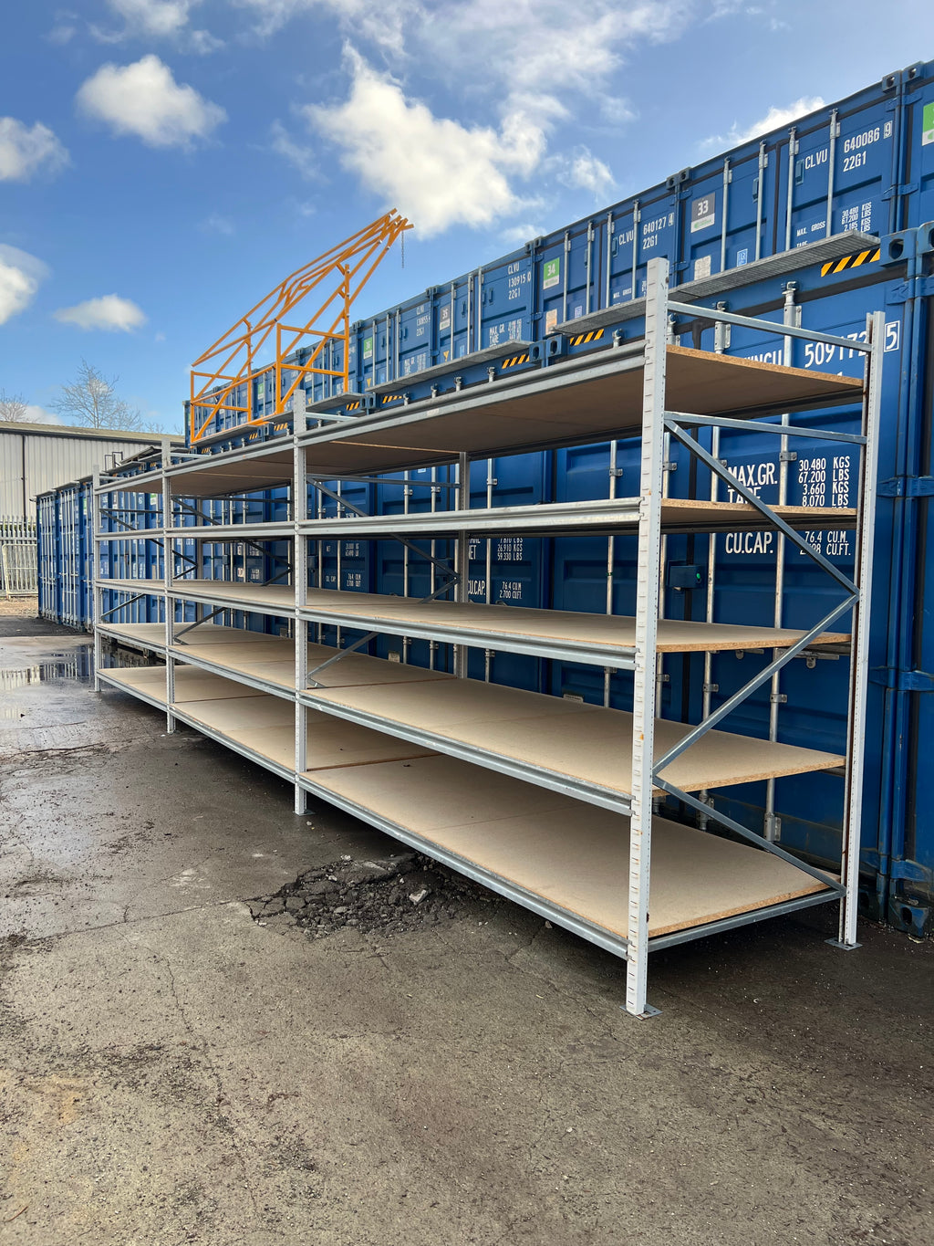 Used Apex Longspan Racking - 2500mm High - 1200mm Deep - 8750mm Wide - 3 Joined Bays