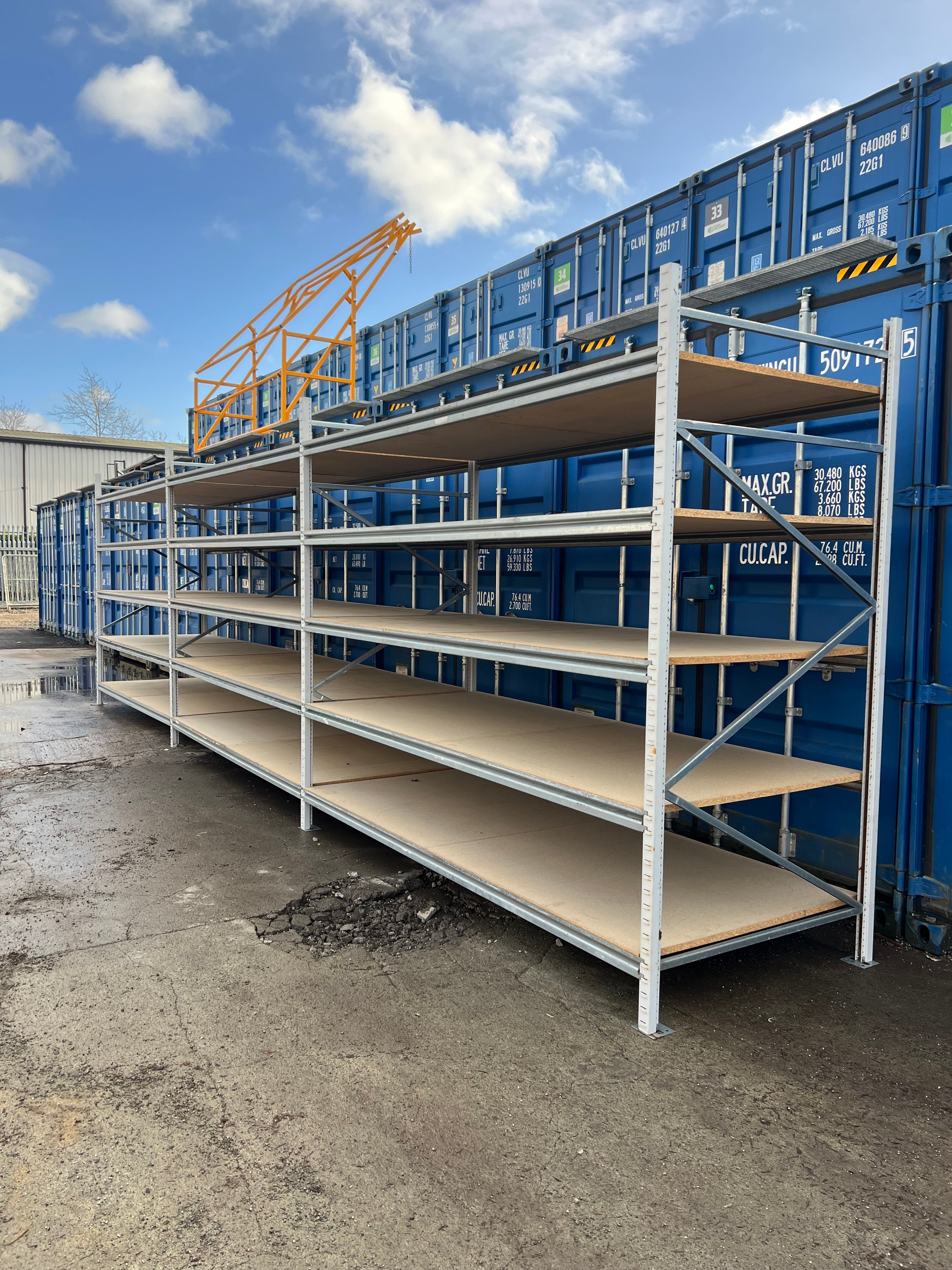 Used Apex Longspan Racking - 2500mm High - 1200mm Deep - 8750mm Wide - 3 Joined Bays