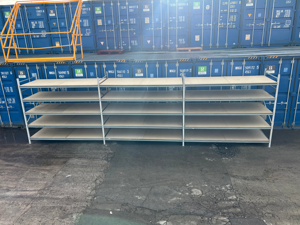 Used Apex Longspan Racking - 2500mm High - 1200mm Deep - 8750mm Wide - 3 Joined Bays
