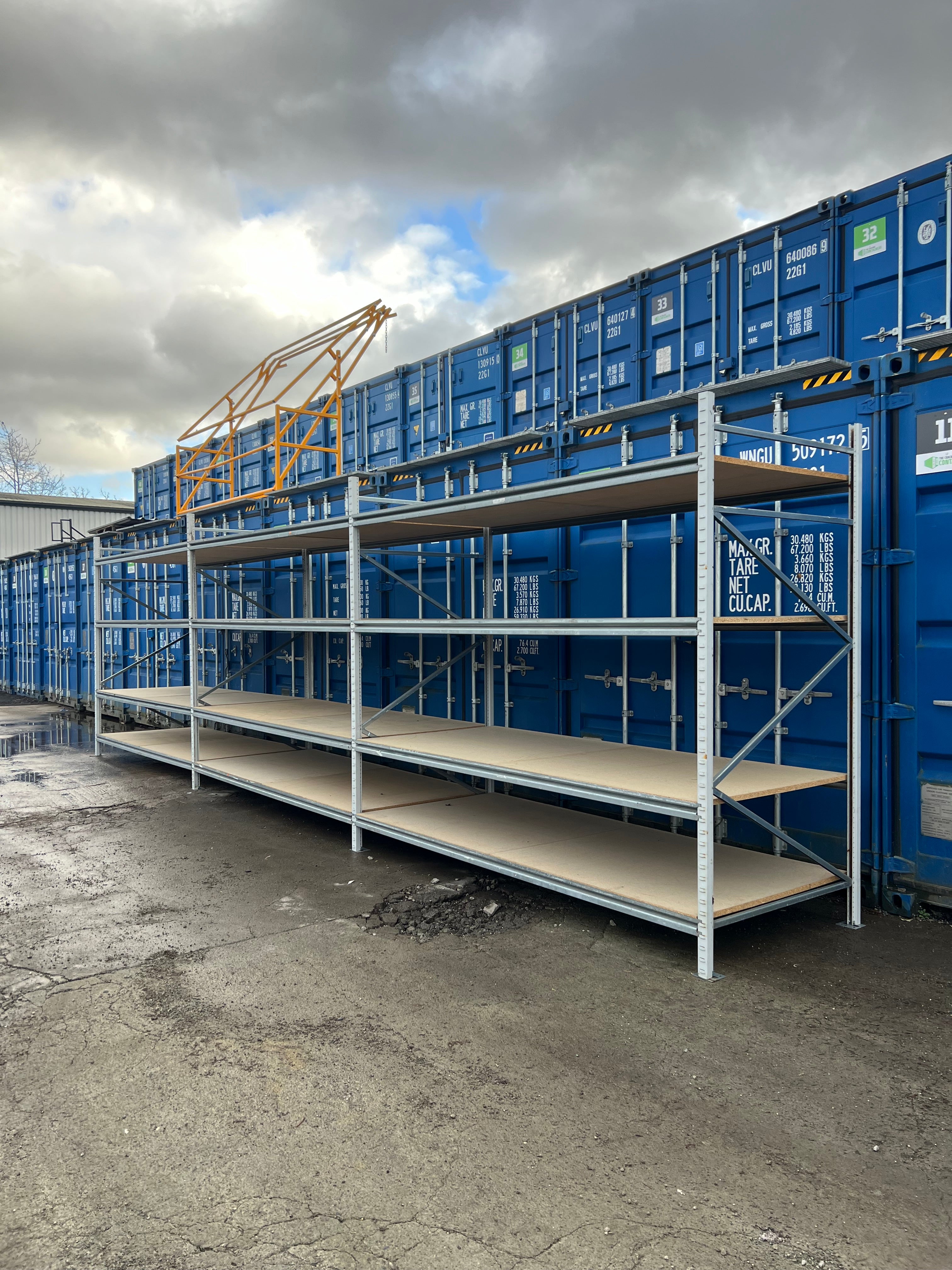 Used Apex Longspan Racking - 2500mm High - 1200mm Deep - 8750mm Wide - 3 Joined Bays