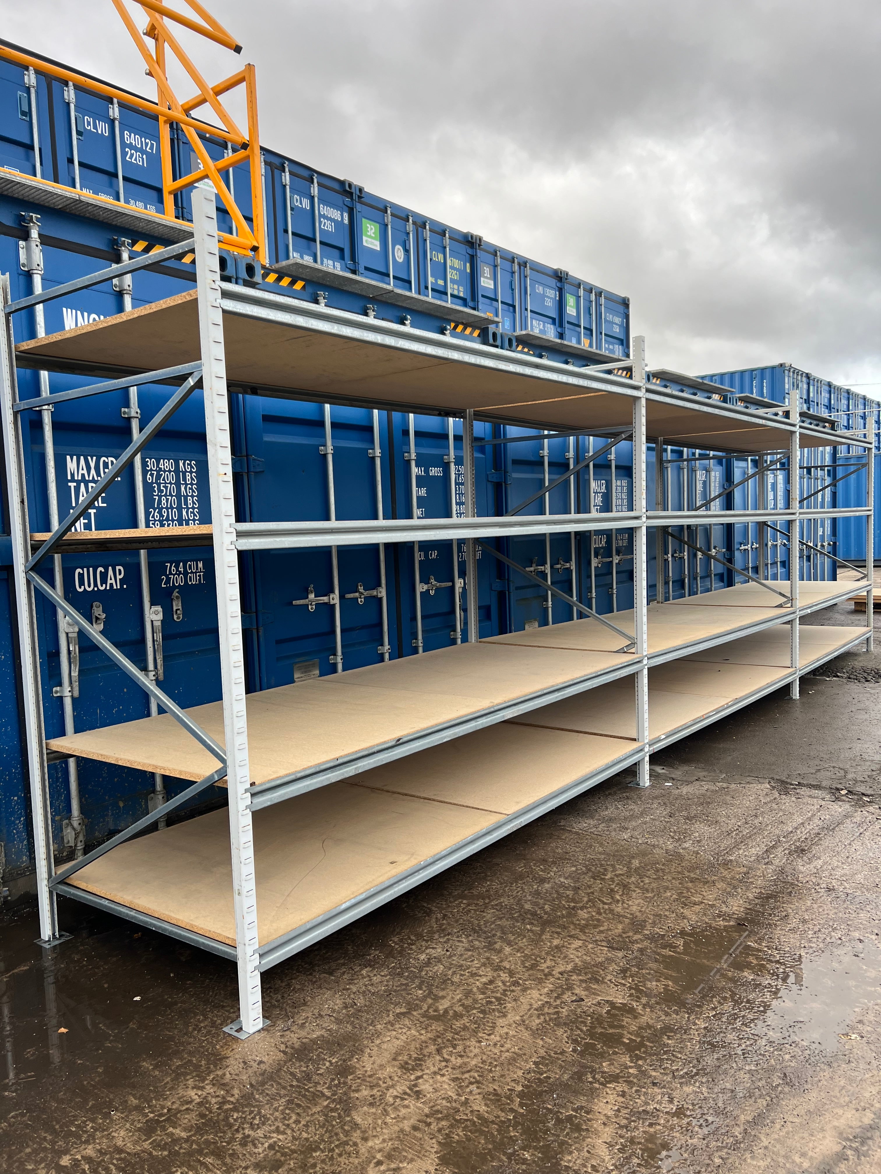 Used Apex Longspan Racking - 2500mm High - 1200mm Deep - 8750mm Wide - 3 Joined Bays