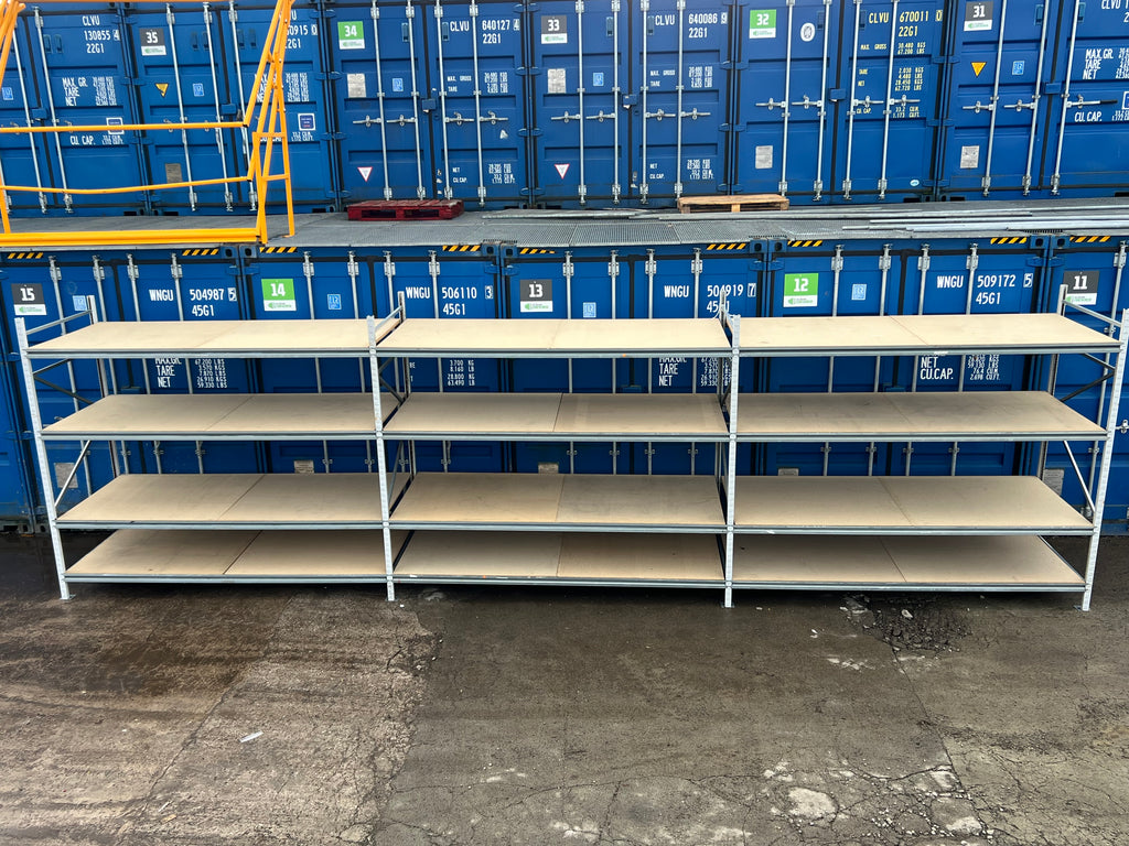 Used Apex Longspan Racking - 2500mm High - 1200mm Deep - 8750mm Wide - 3 Joined Bays