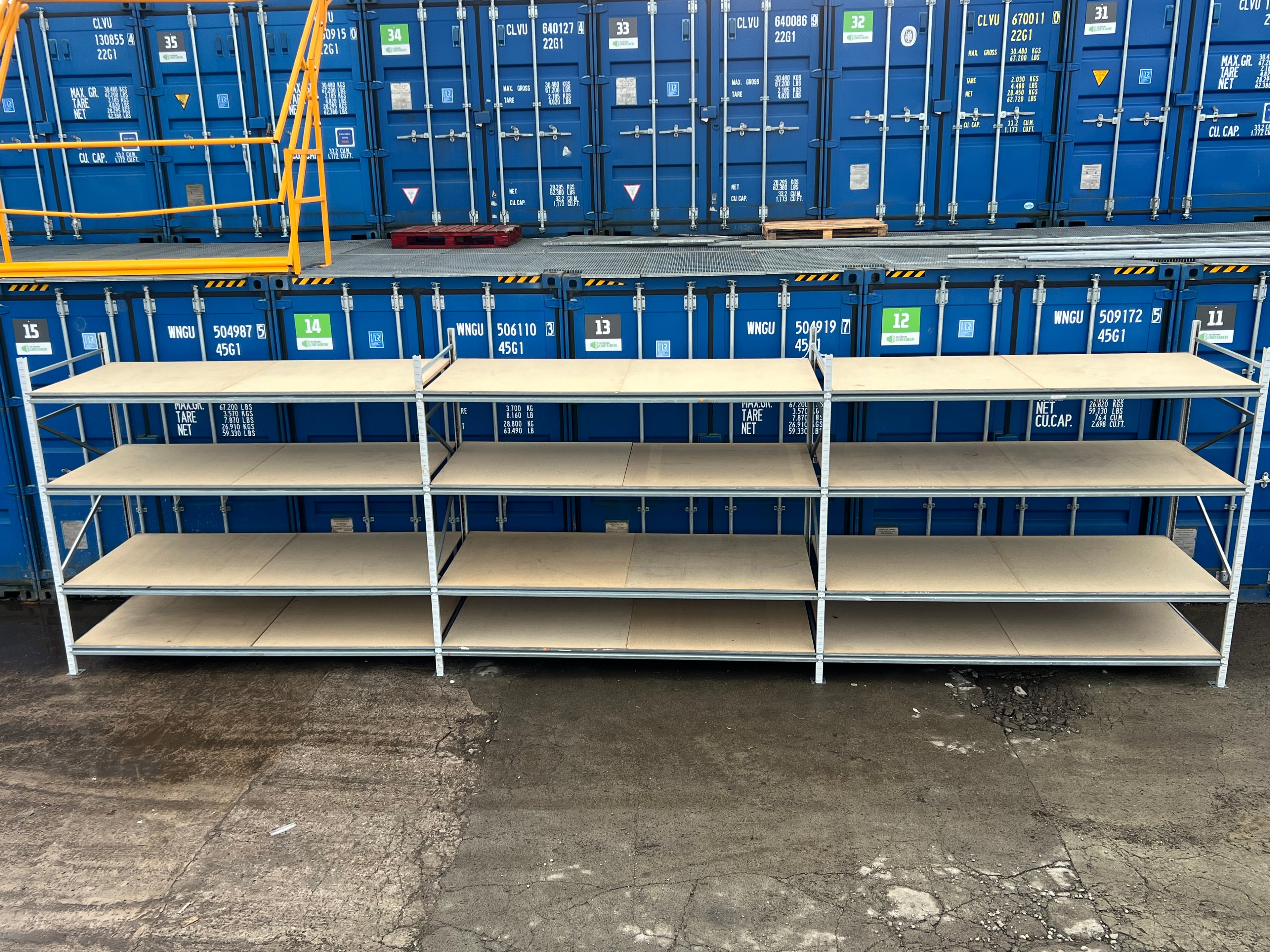Used Apex Longspan Racking - 2500mm High - 1200mm Deep - 8750mm Wide - 3 Joined Bays