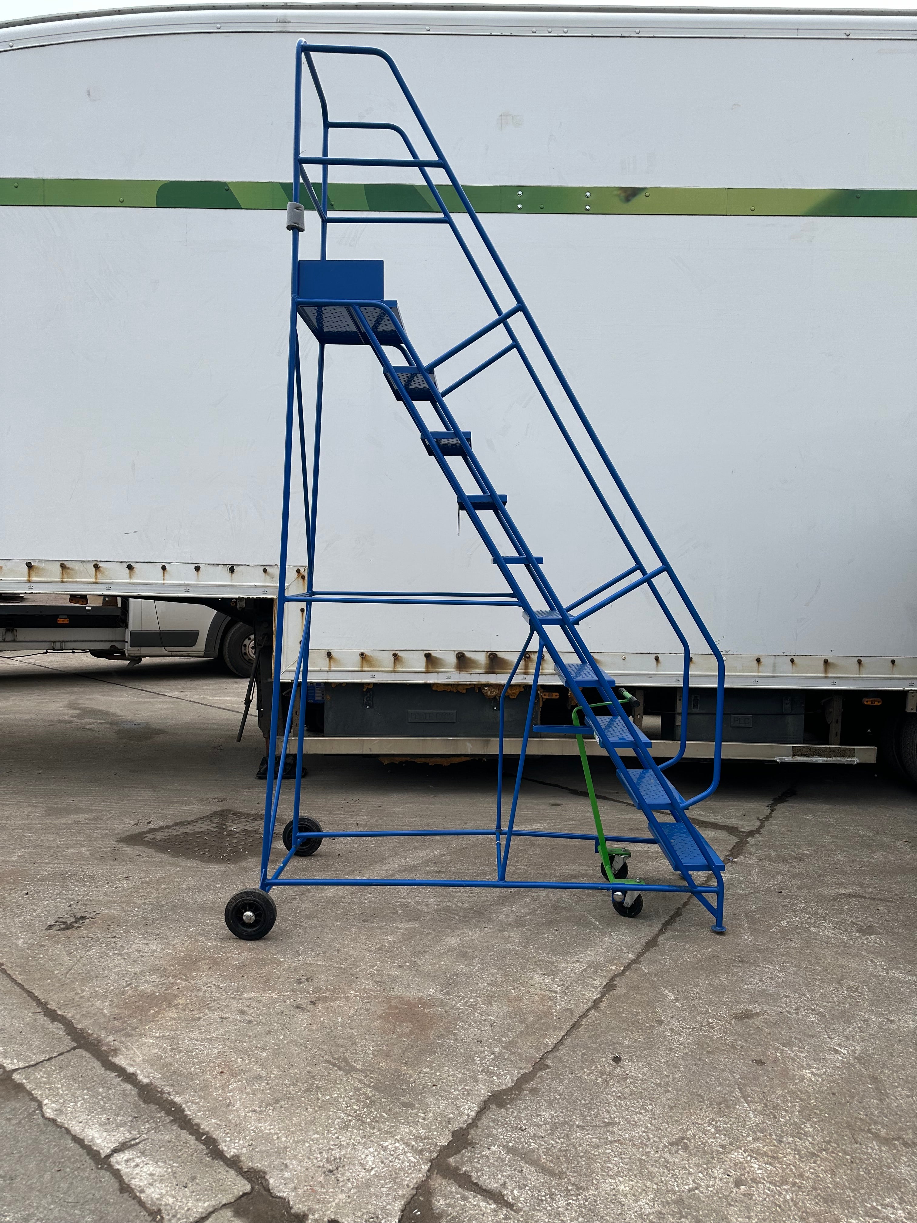 Used Industrial Mobile Safety Ladders with 10 Steps - Blue