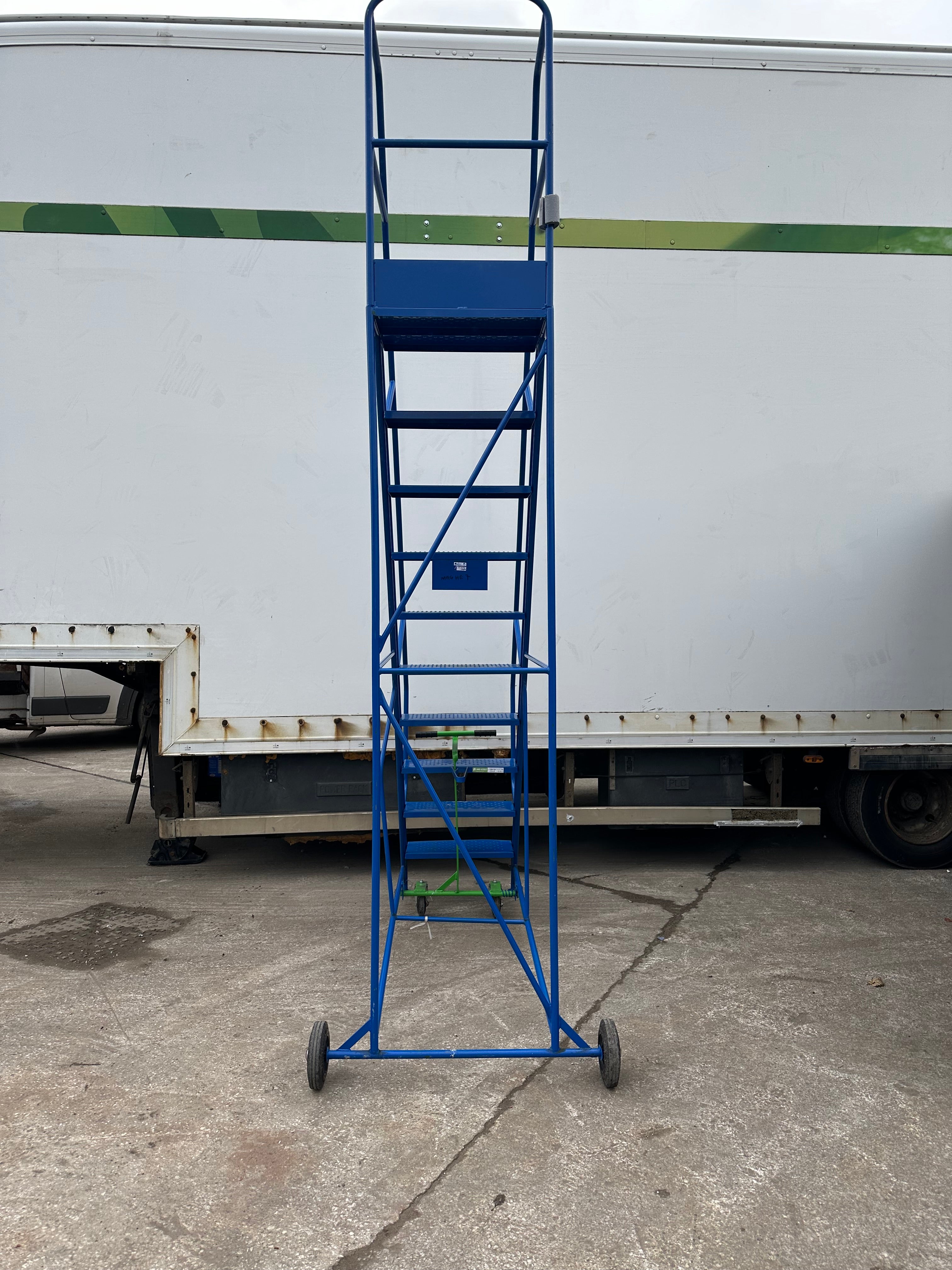 Used Industrial Mobile Safety Ladders with 10 Steps - Blue