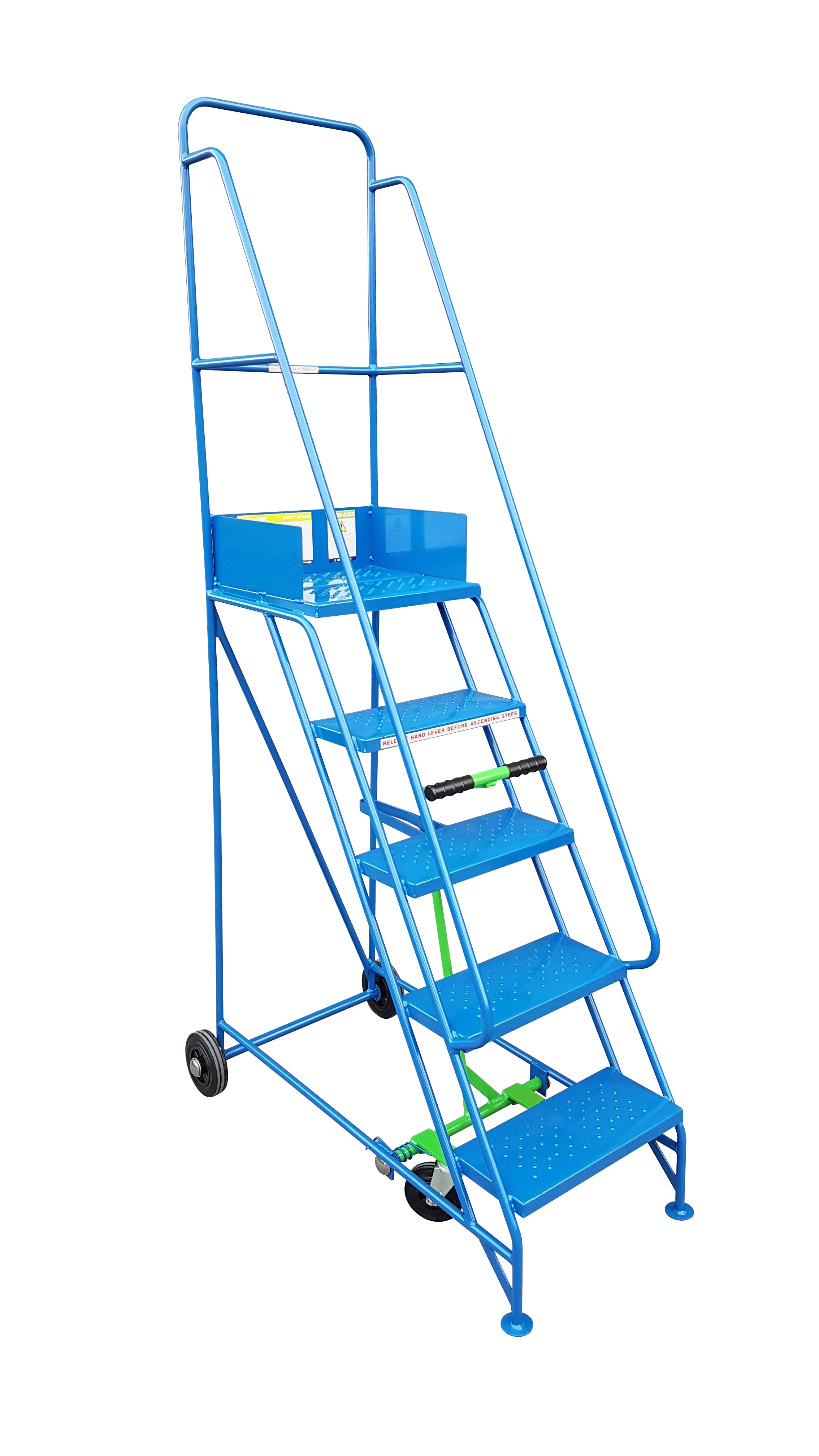 KNA - Narrow Aisle Mobile Ladders - 5 Treads - Blue