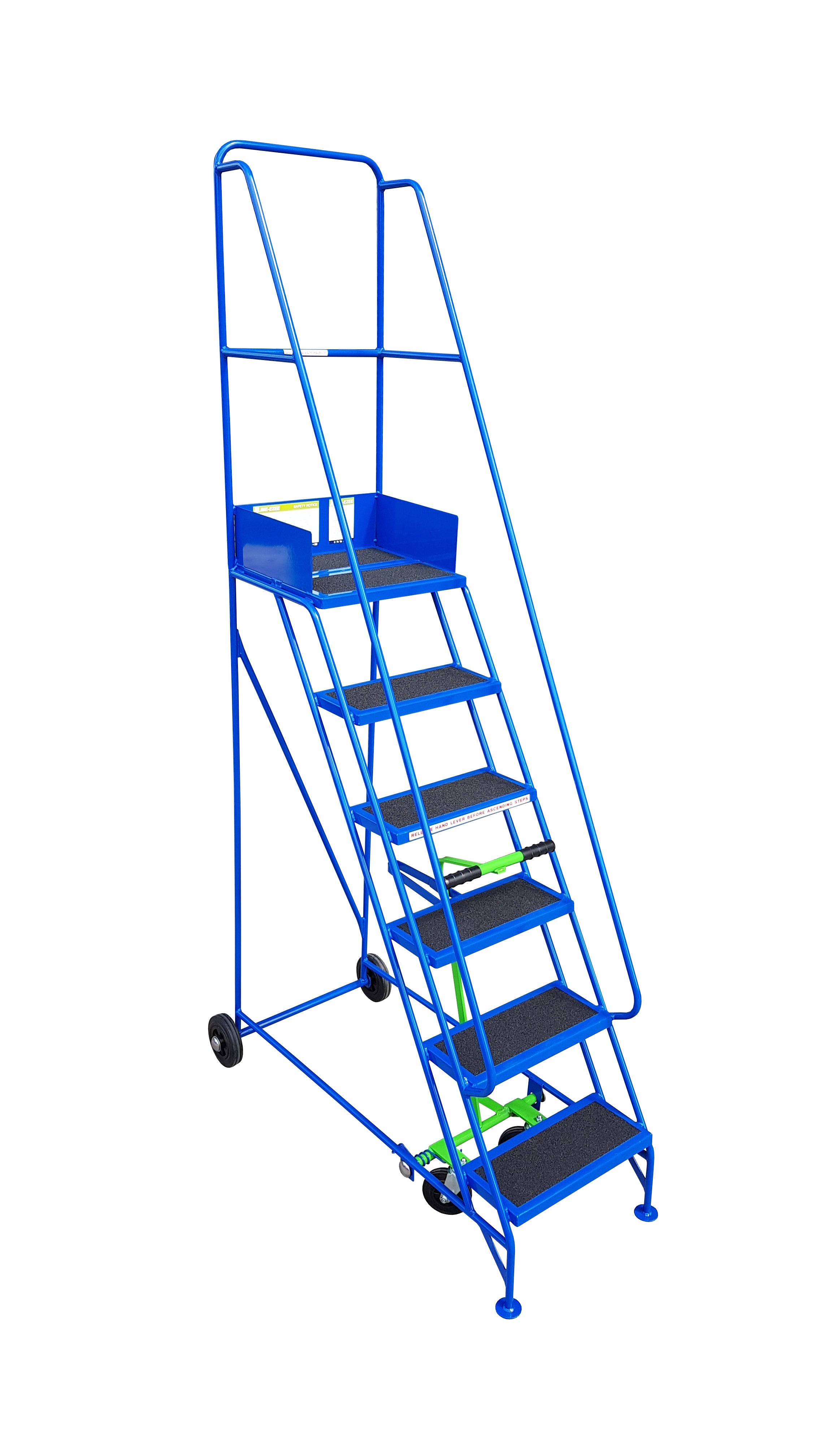 KNA - Narrow Aisle Mobile Ladders - 6 Treads - Blue