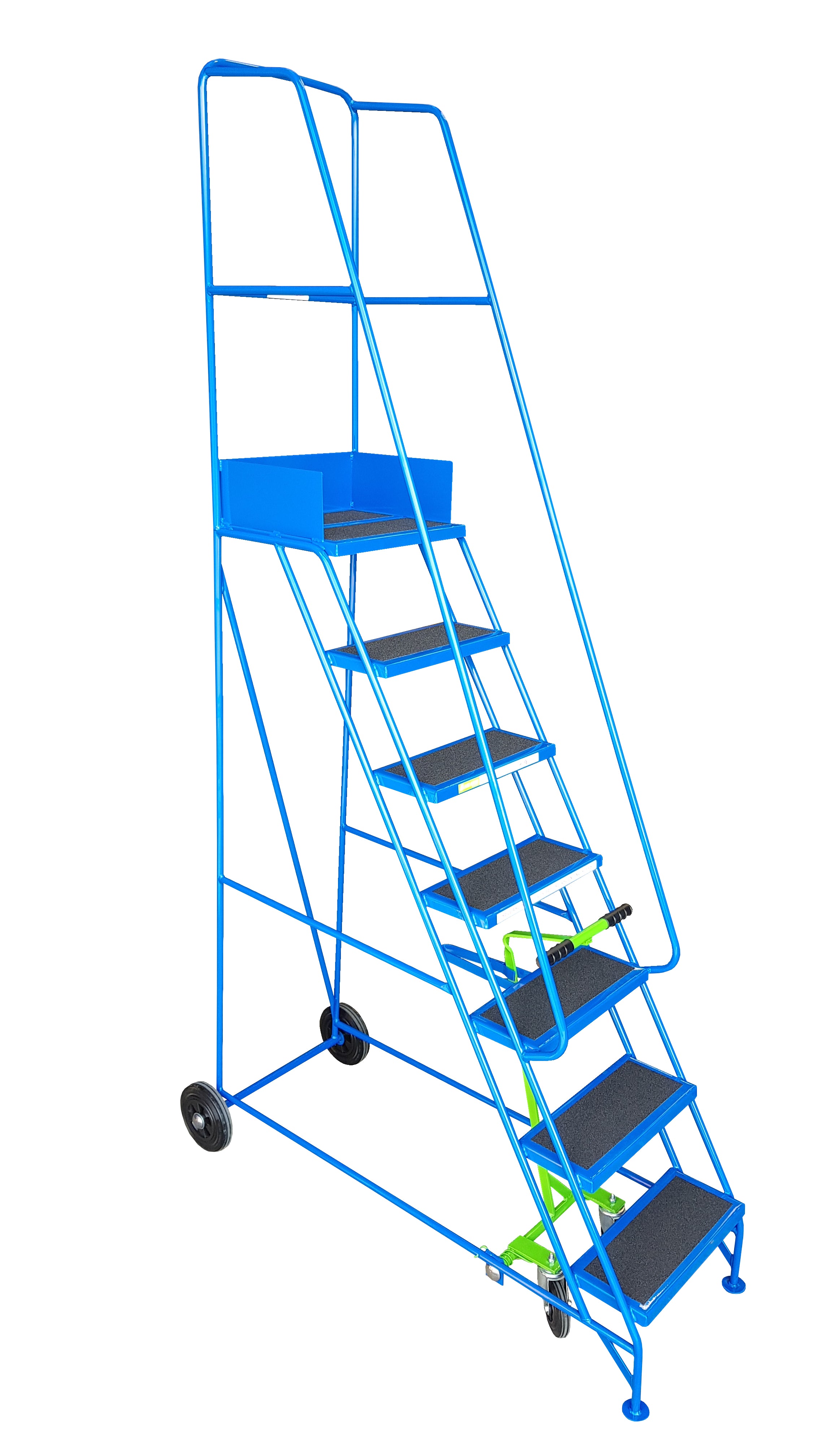 KNA - Narrow Aisle Mobile Ladders - 7 Treads - Blue