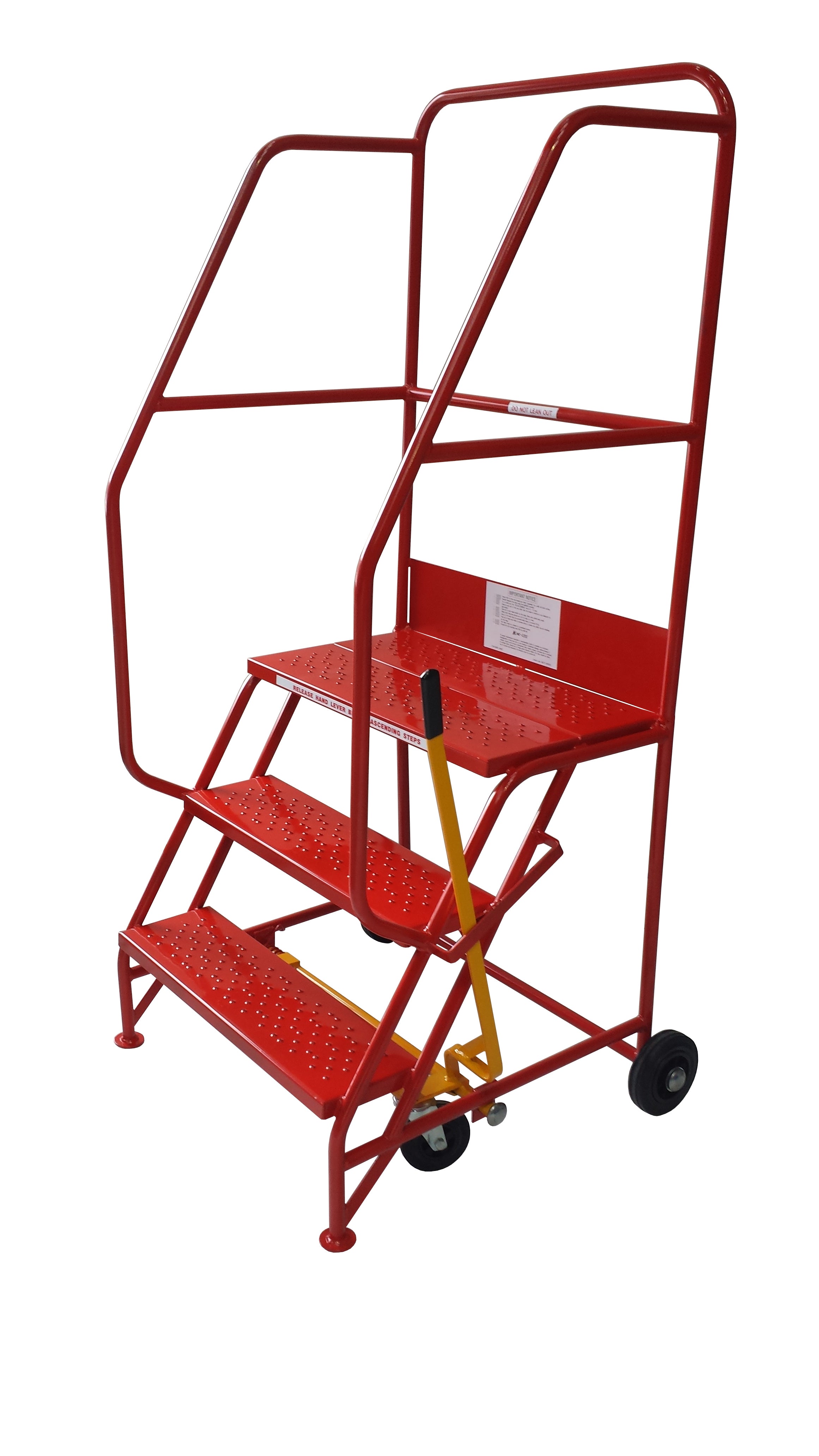 KW - Extra Wide Mobile Ladders - 3 Treads - Red