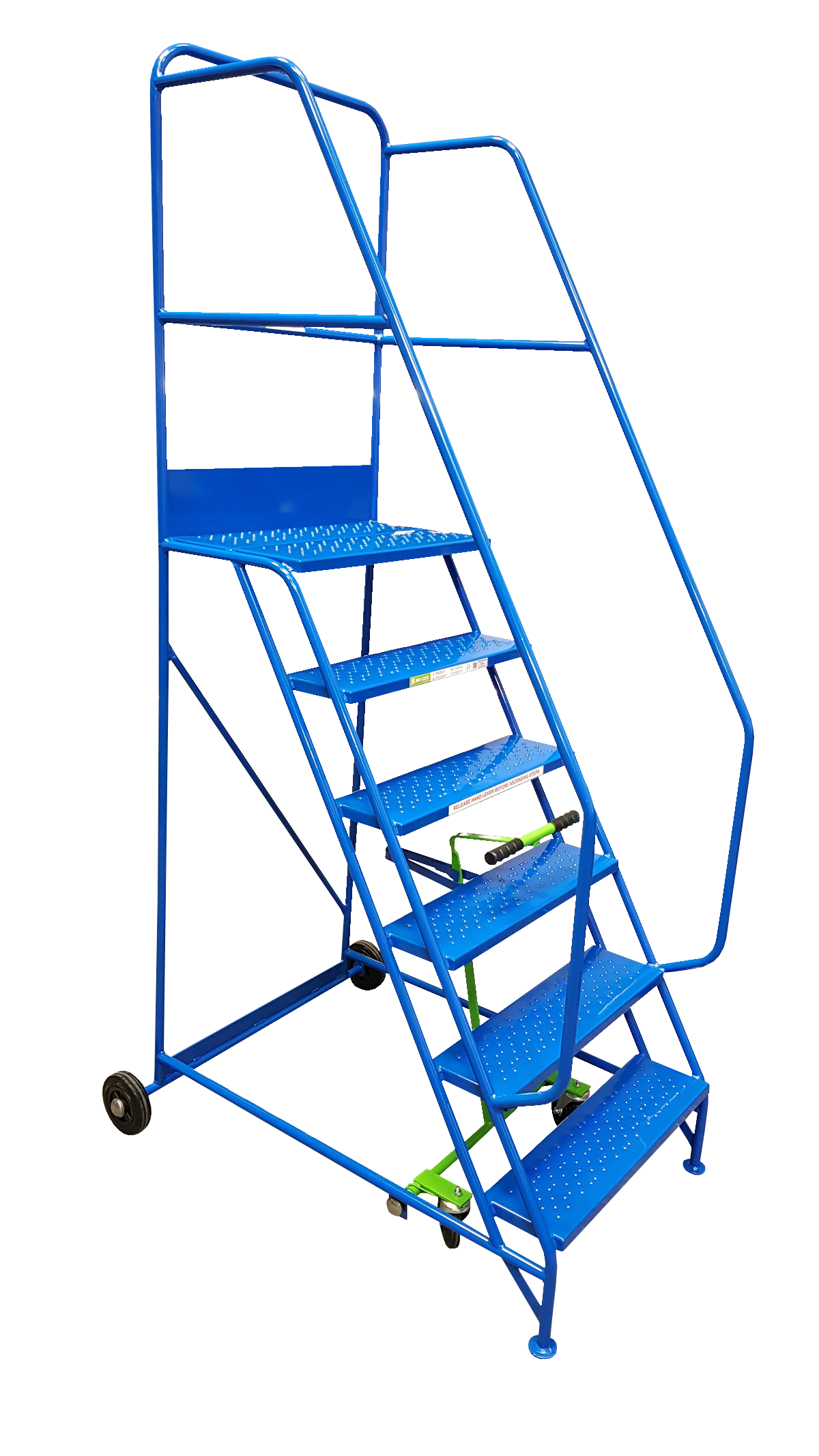 KW - Extra Wide Mobile Ladders - 6 Treads - Blue