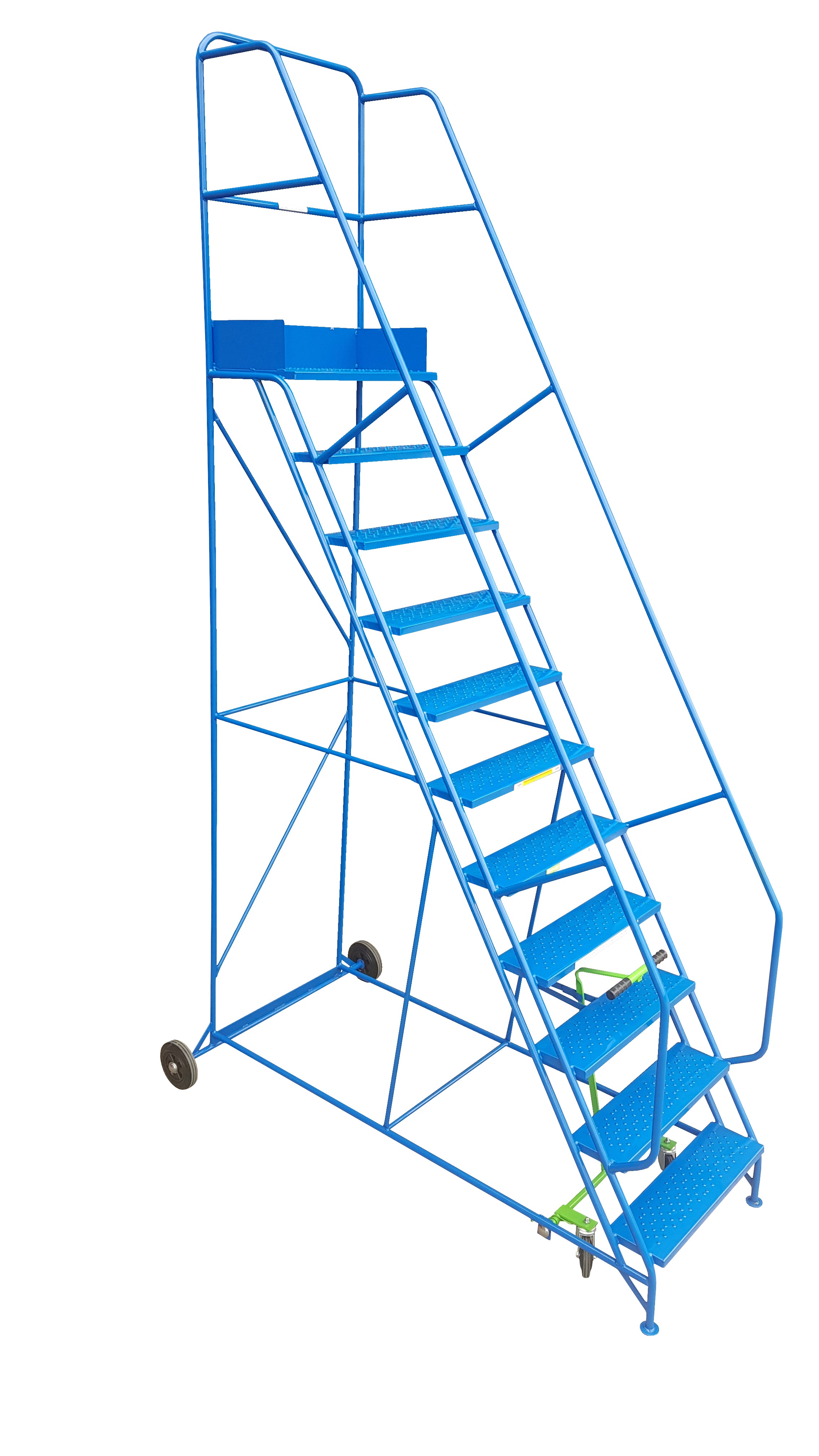 KW - Extra Wide Mobile Ladders - 11 Treads - Blue