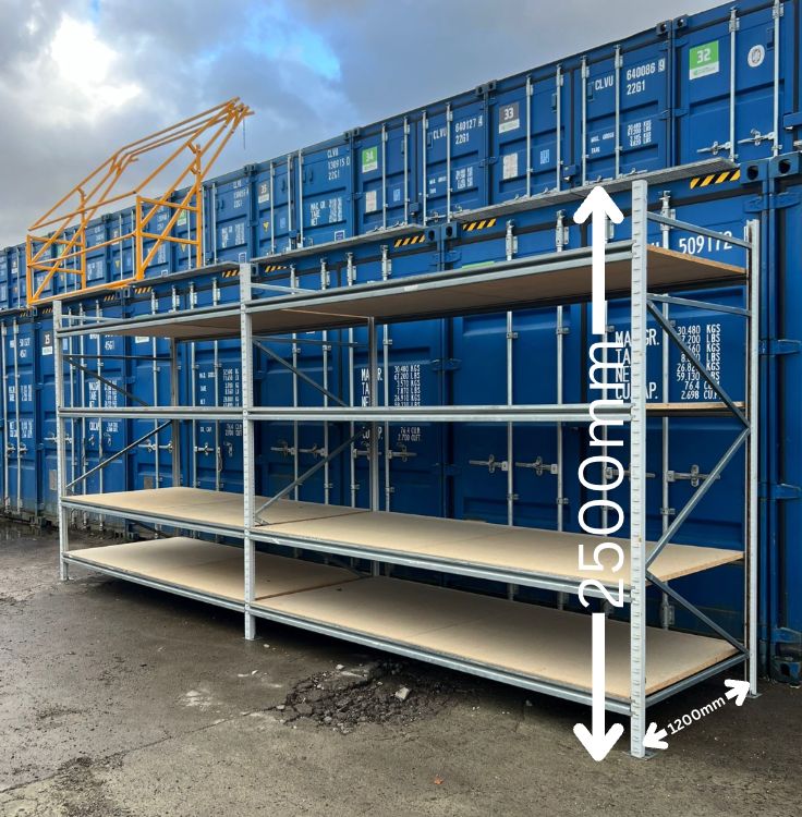 Used Apex Longspan Racking - 2500mm High - 1200mm Deep - 5850mm Wide - 2 Joined Bays