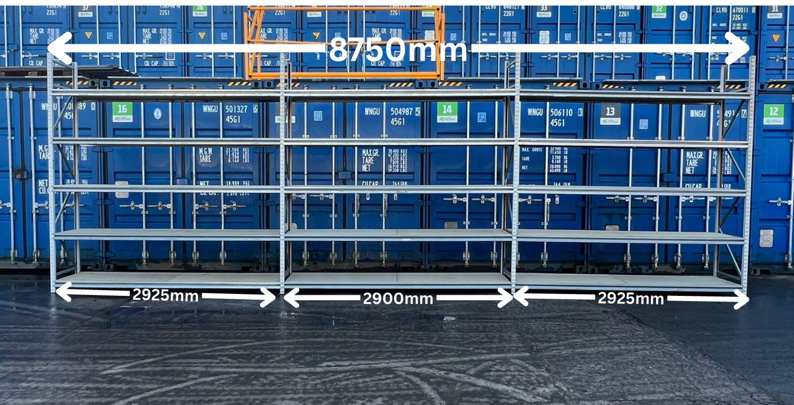 Used Apex Longspan Racking - 2500mm High - 1200mm Deep - 8750mm Wide - 3 Joined Bays