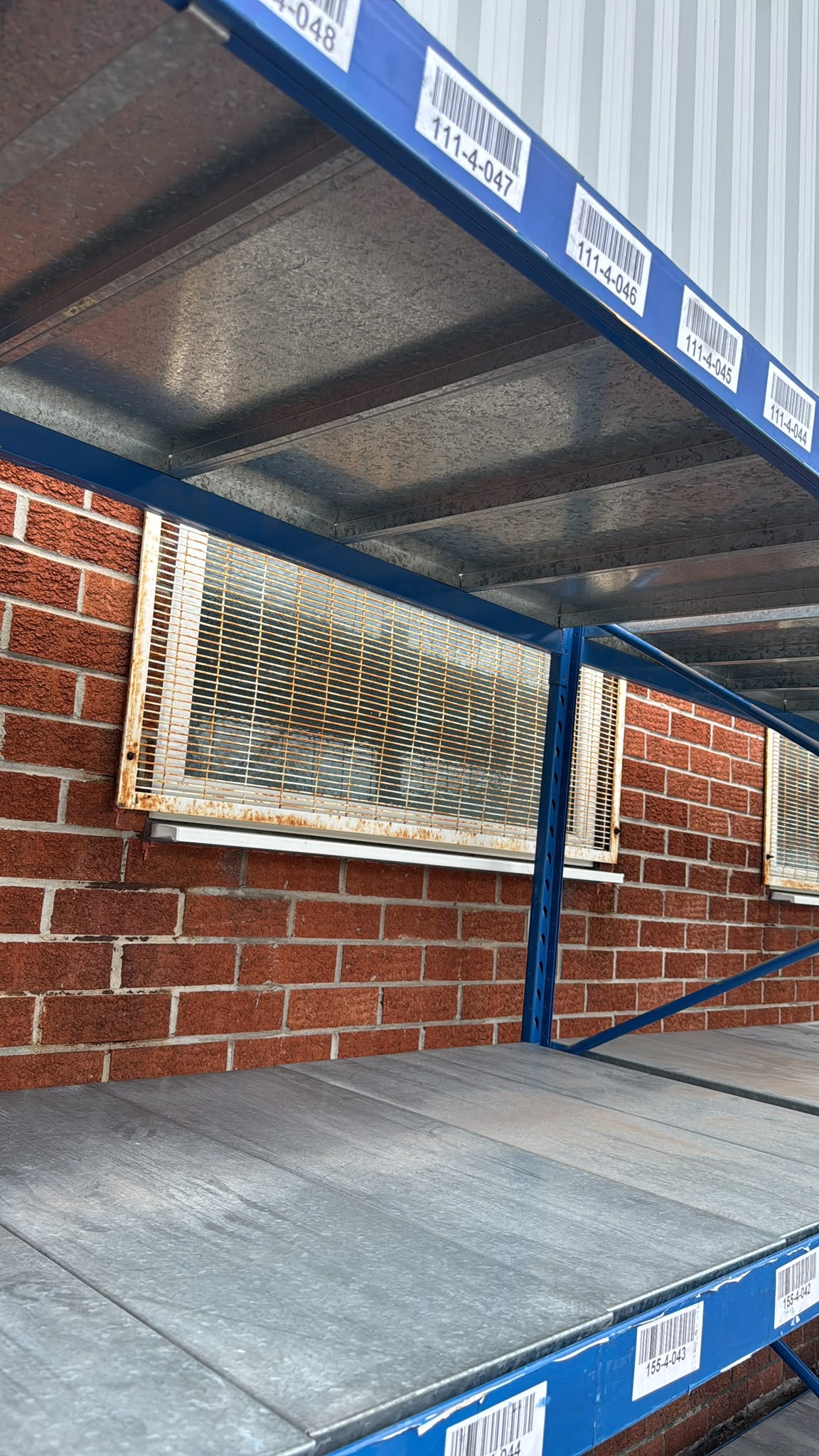 Used Longspan Shelving - 3 Joined Bays - 1900mm High - 3 Levels - Metal Drop in Panels