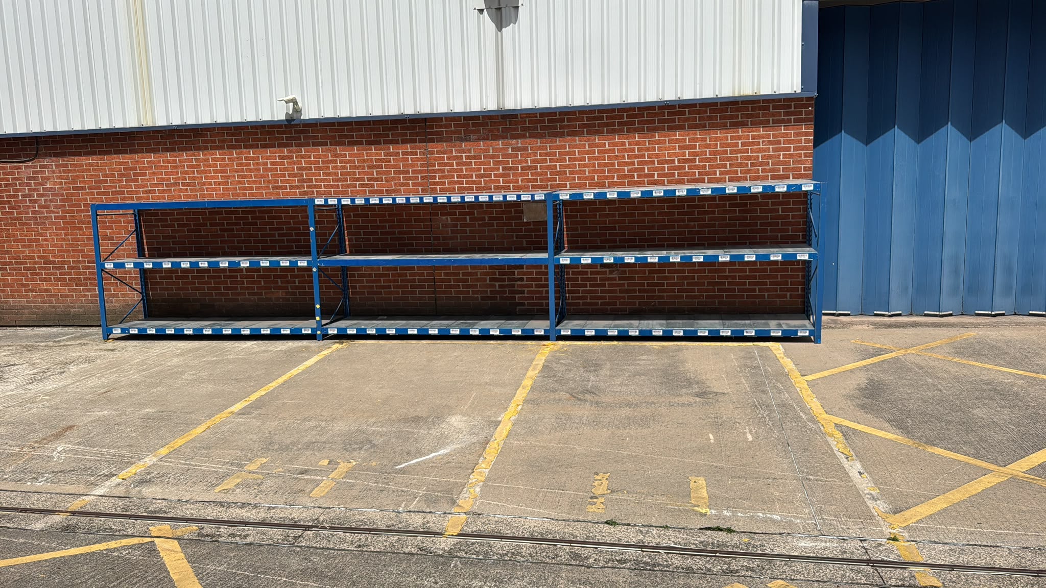 Used Longspan Shelving - 3 Joined Bays - 1900mm High - 3 Levels - Metal Drop in Panels