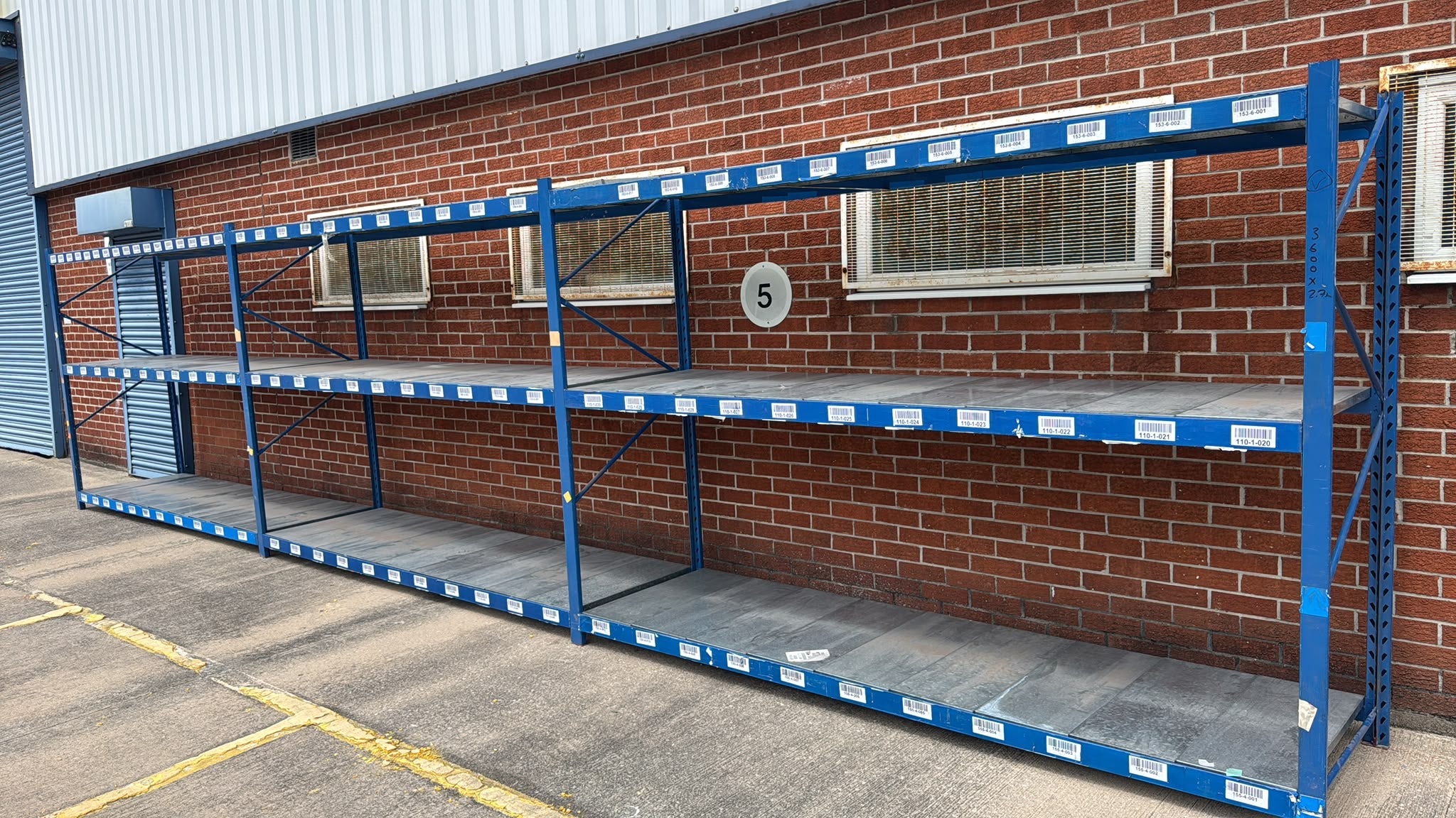 Used Longspan Shelving - 3 Joined Bays - 1900mm High - 3 Levels - Metal Drop in Panels