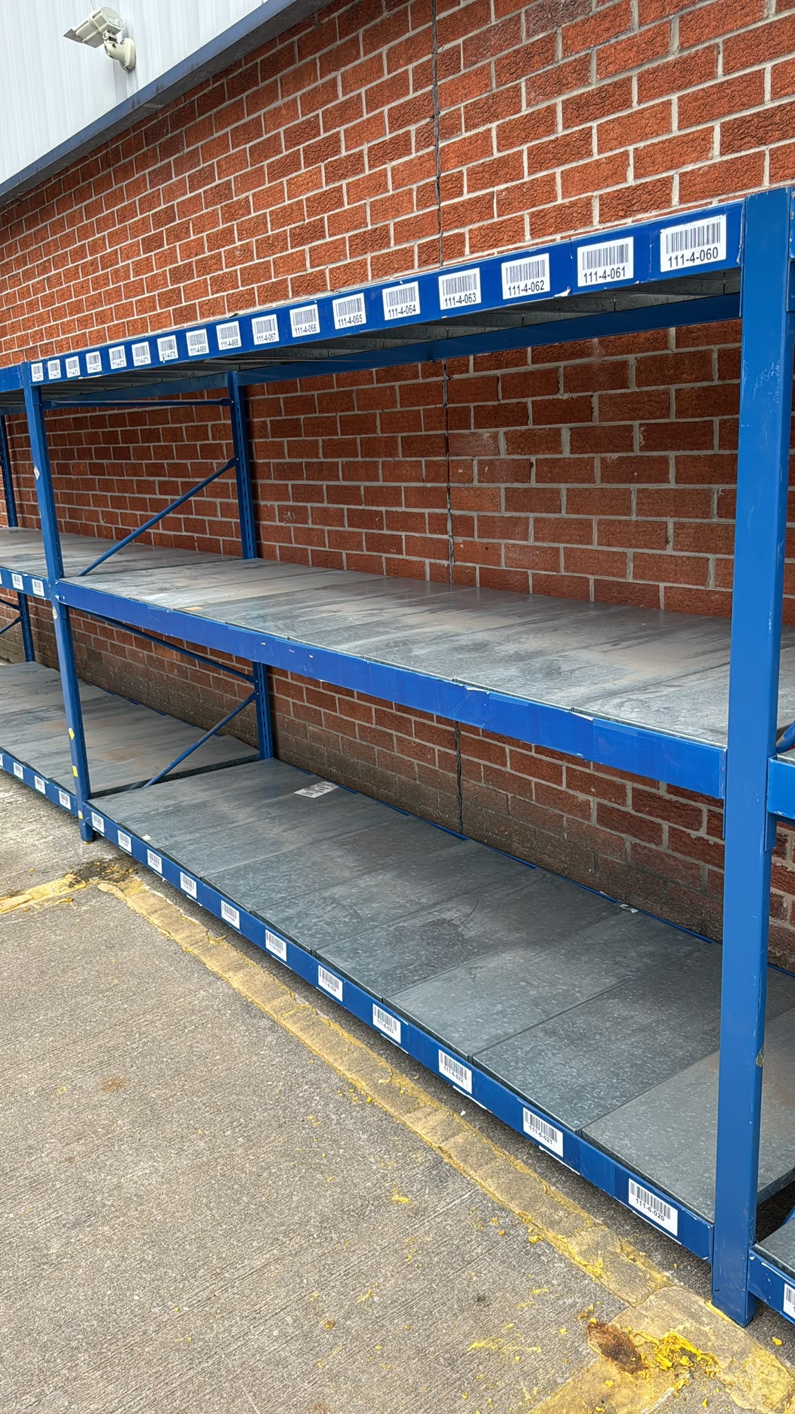 Used Longspan Shelving - 3 Joined Bays - 1900mm High - 3 Levels - Metal Drop in Panels