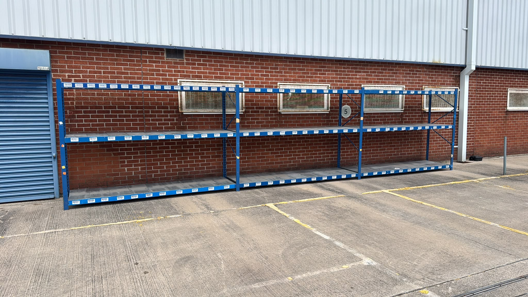Used Longspan Shelving - 3 Joined Bays - 1900mm High - 3 Levels - Metal Drop in Panels