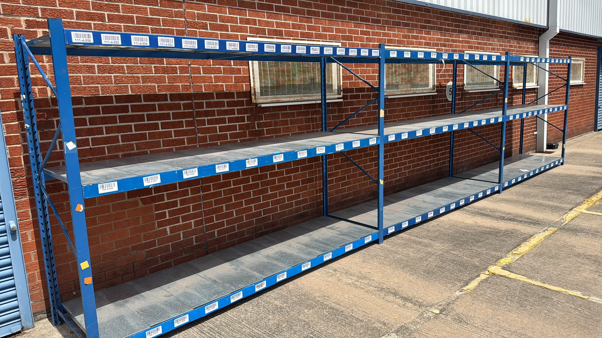 Used Longspan Shelving - 3 Joined Bays - 1900mm High - 3 Levels - Metal Drop in Panels