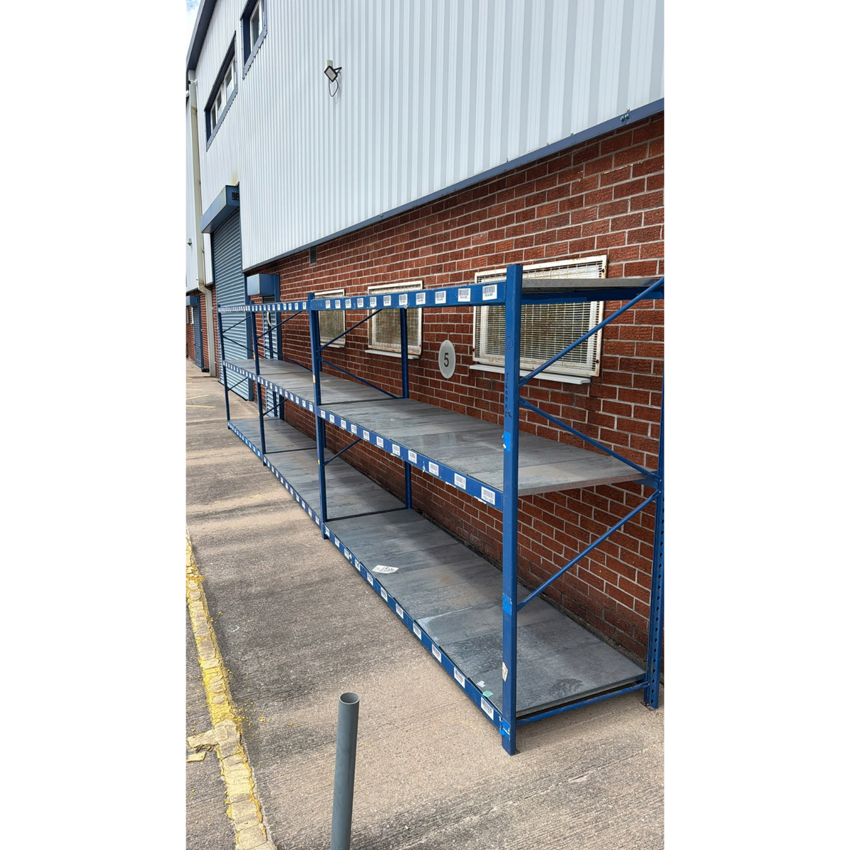 Used Longspan Shelving - 3 Joined Bays - 1660mm High - 3 Levels - Metal Drop in Panels