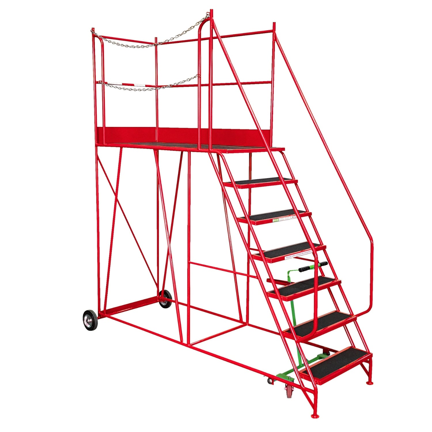 Access Platform Mobile Ladder - Chain Exit - 2-8 Tread Options