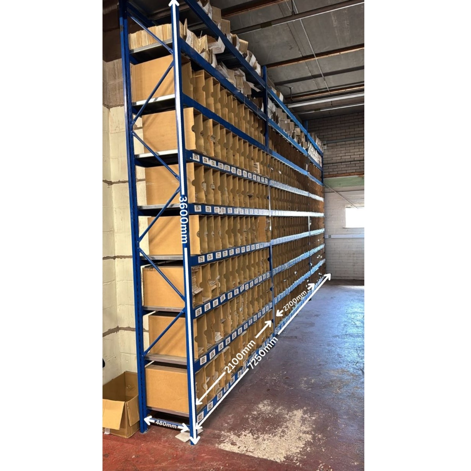 Used Longspan Shelving - 3 Joined Bays - Choose Height and Levels - Metal Drop in Panels