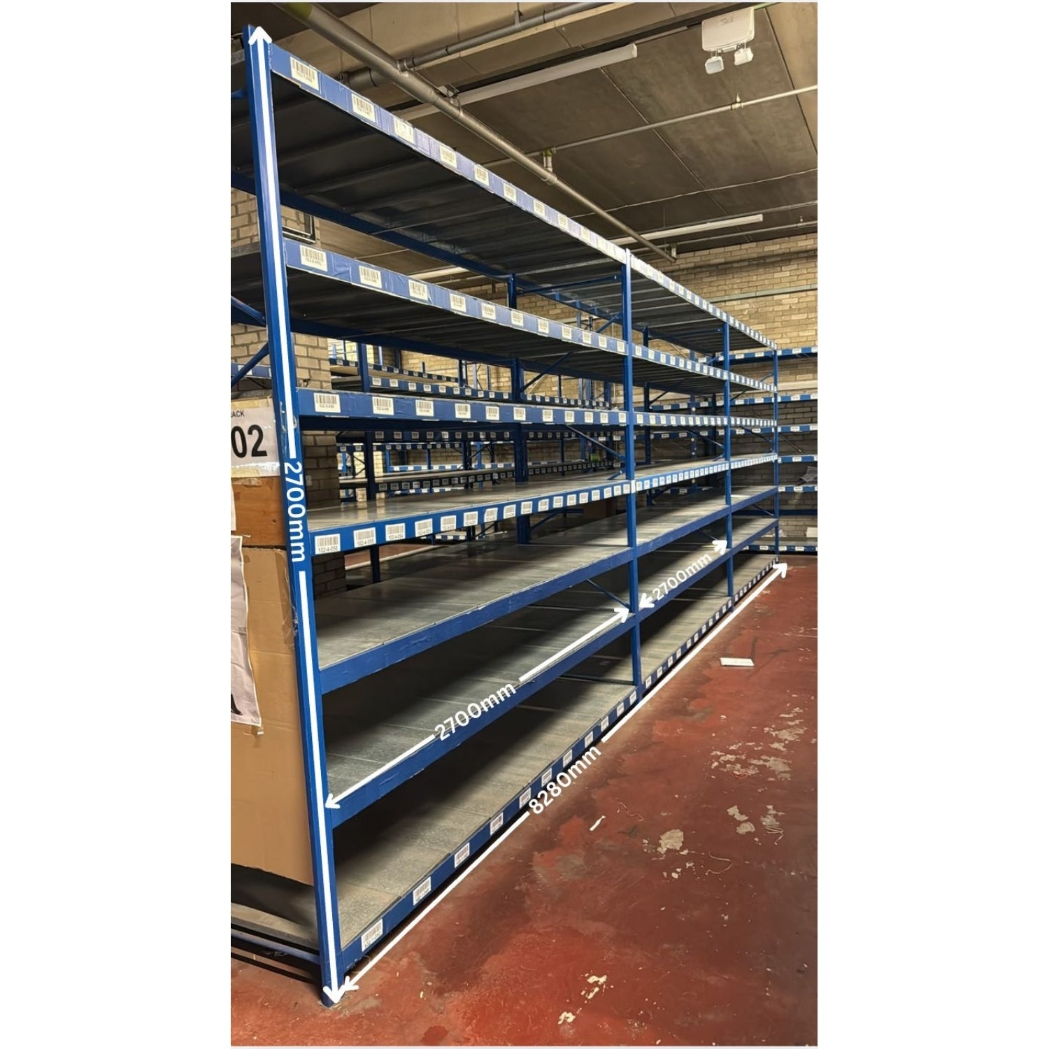Used Longspan Shelving - 3 Joined Bays - Choose Height and Levels - Metal Drop in Panels