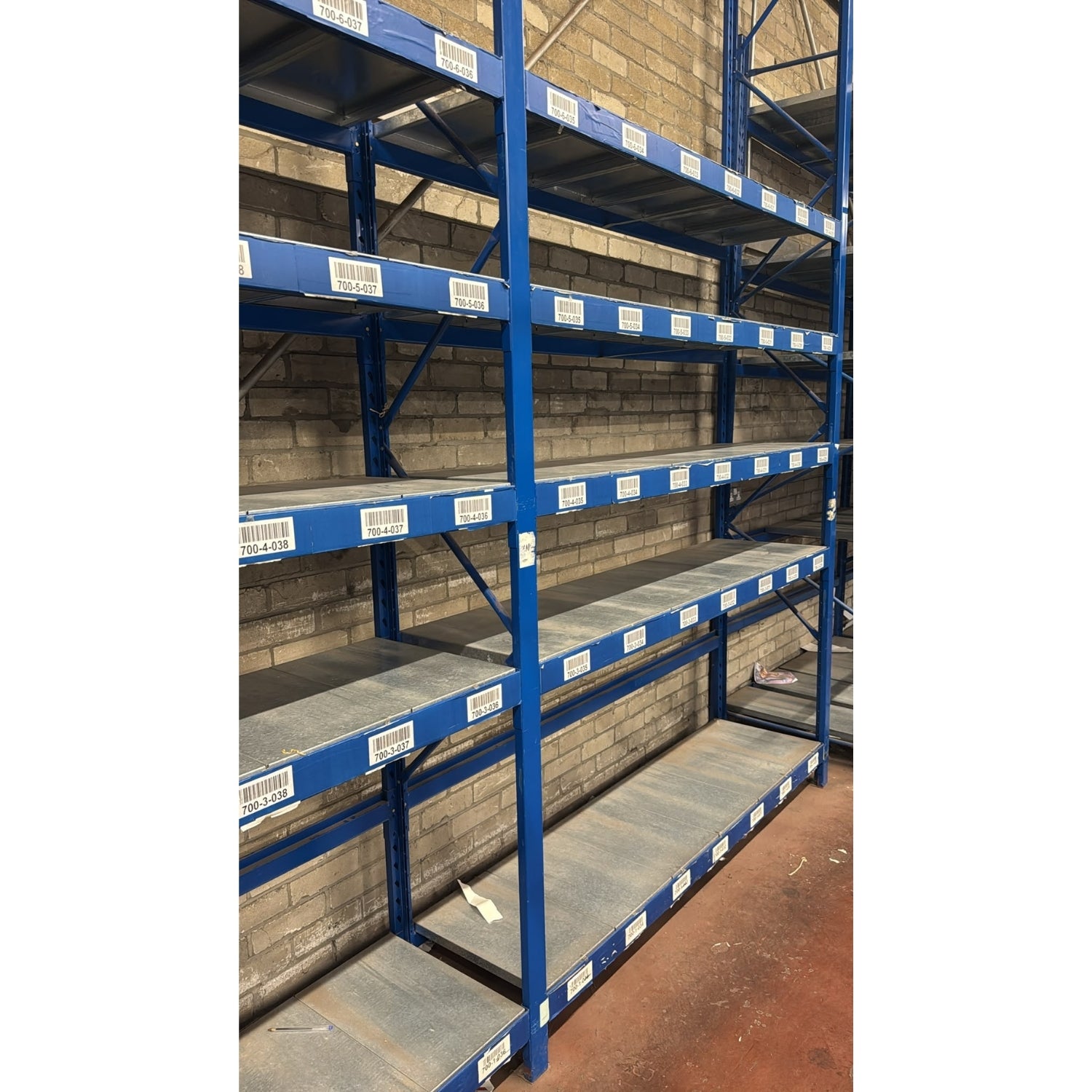 Used Longspan Shelving - 2 Joined Bays - Choose Height and Levels - Metal Drop in Panels