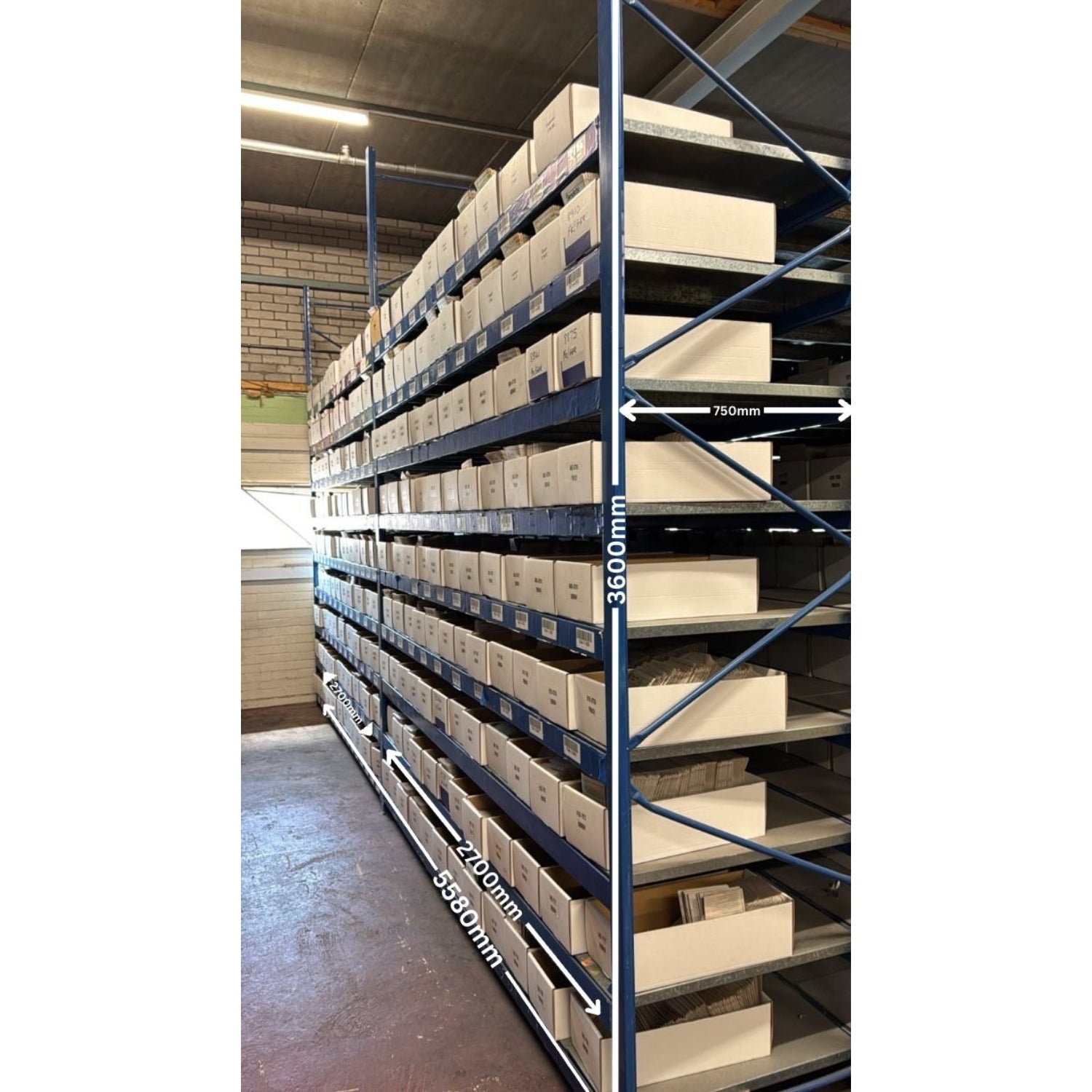 Used Longspan Shelving - 2 Joined Bays - Choose Height and Levels - Metal Drop in Panels