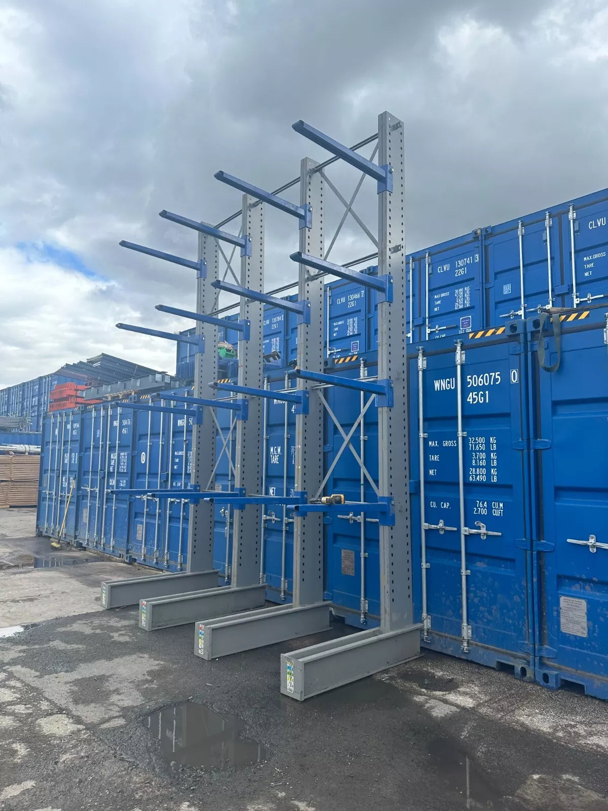 Used Cantilever Racking - Single Sided - 3 Joined Bays - 5M High - 4 Levels