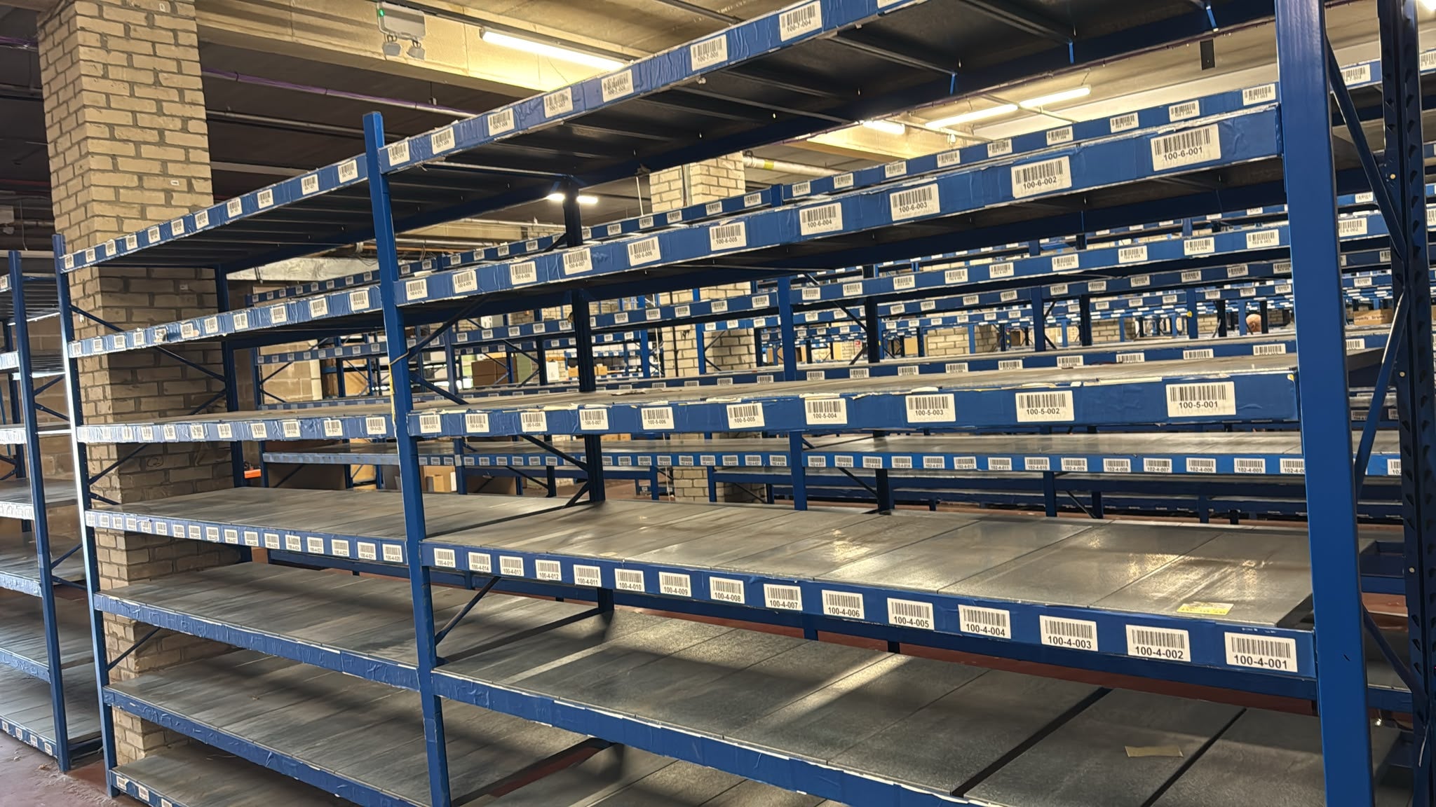 Used Longspan Shelving - 2 Joined Bays - Choose Height and Levels - Metal Drop in Panels