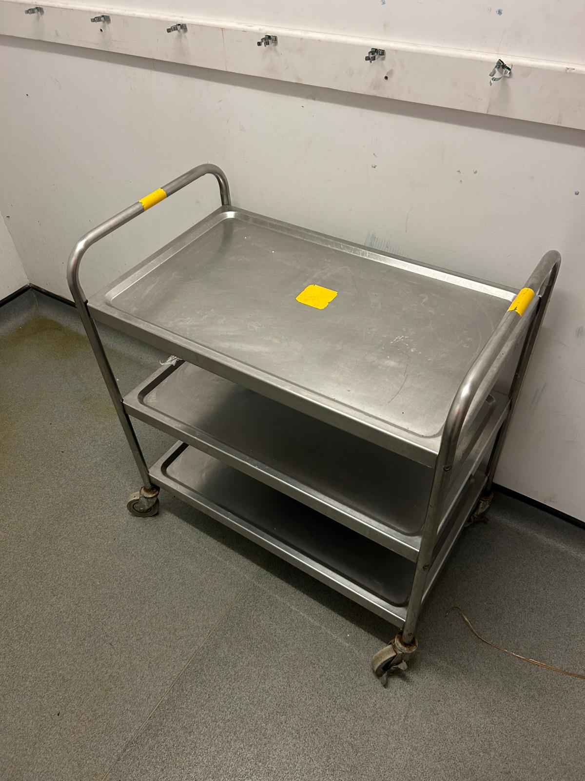 Used Stainless Steel Food Trolley with 3 Shelves