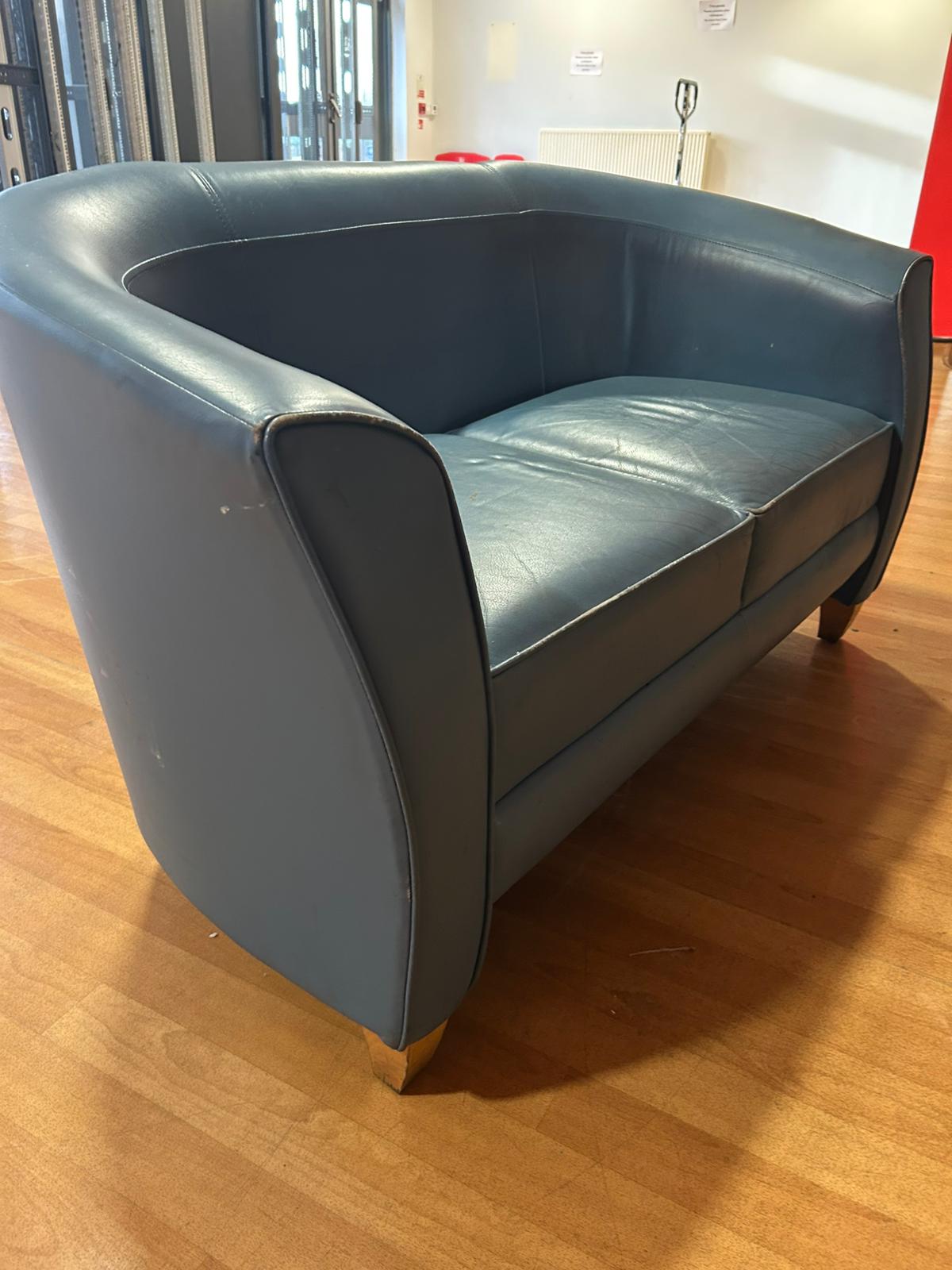 Leather Couches 2 Seater in Teal - Wear and Tear