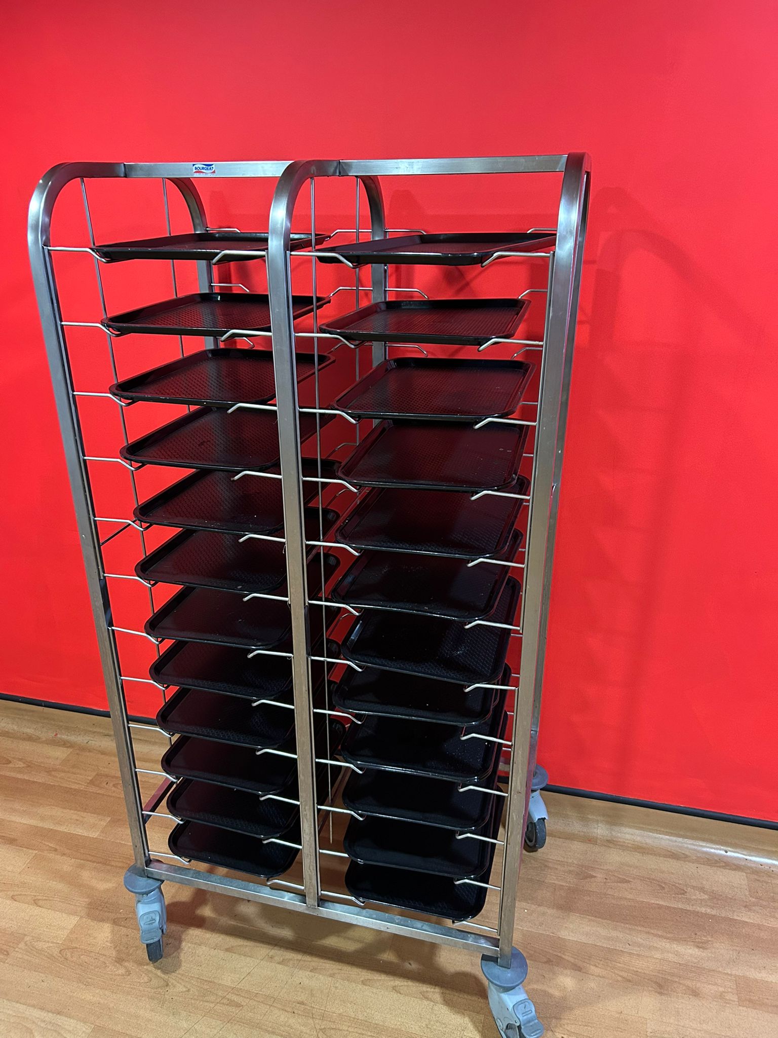 Used Tray Clearing Trolley - Double Sided with 24 Slots