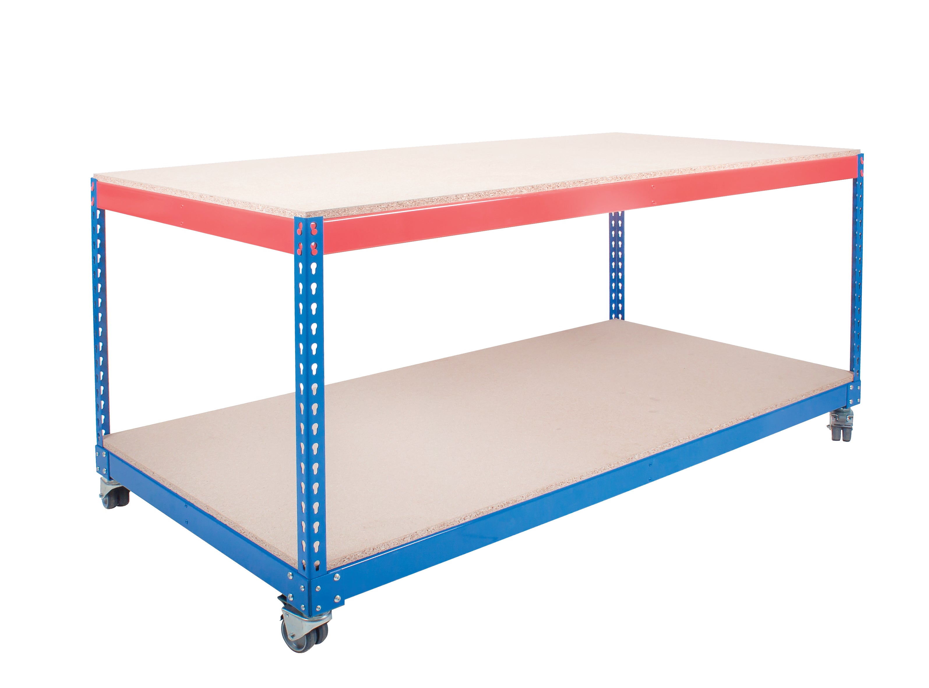 Heavy Duty Mobile Workbench with Undershelf - Chipboard/MFC Top - Mobile Workbench - Cracking Racking